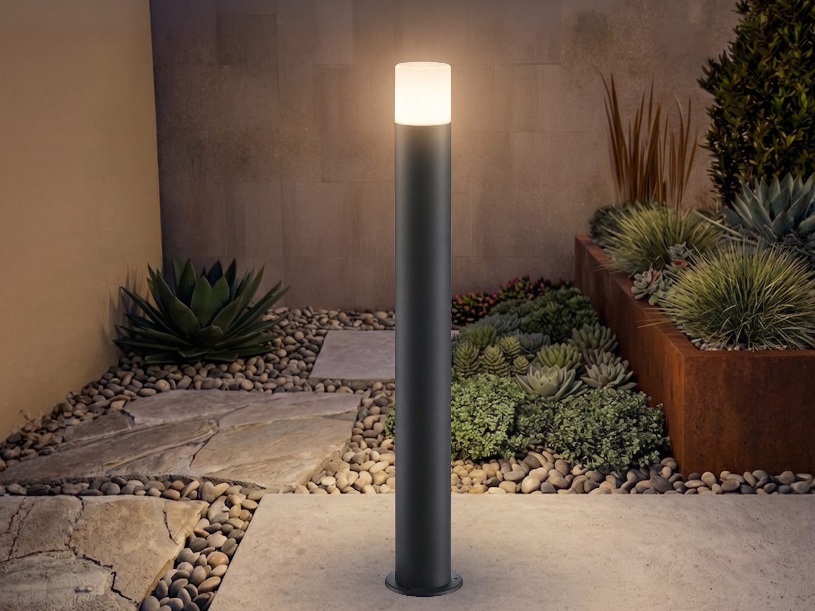 TRIO Leuchten LED Pollerleuchte aus Aluminium Anthrazit, Höhe 80cm, LED wechselbar, Warmweiß, Außenleuchte zur Garten Weg-Beleuchtung, Wegeleuchte für die Einfahrt