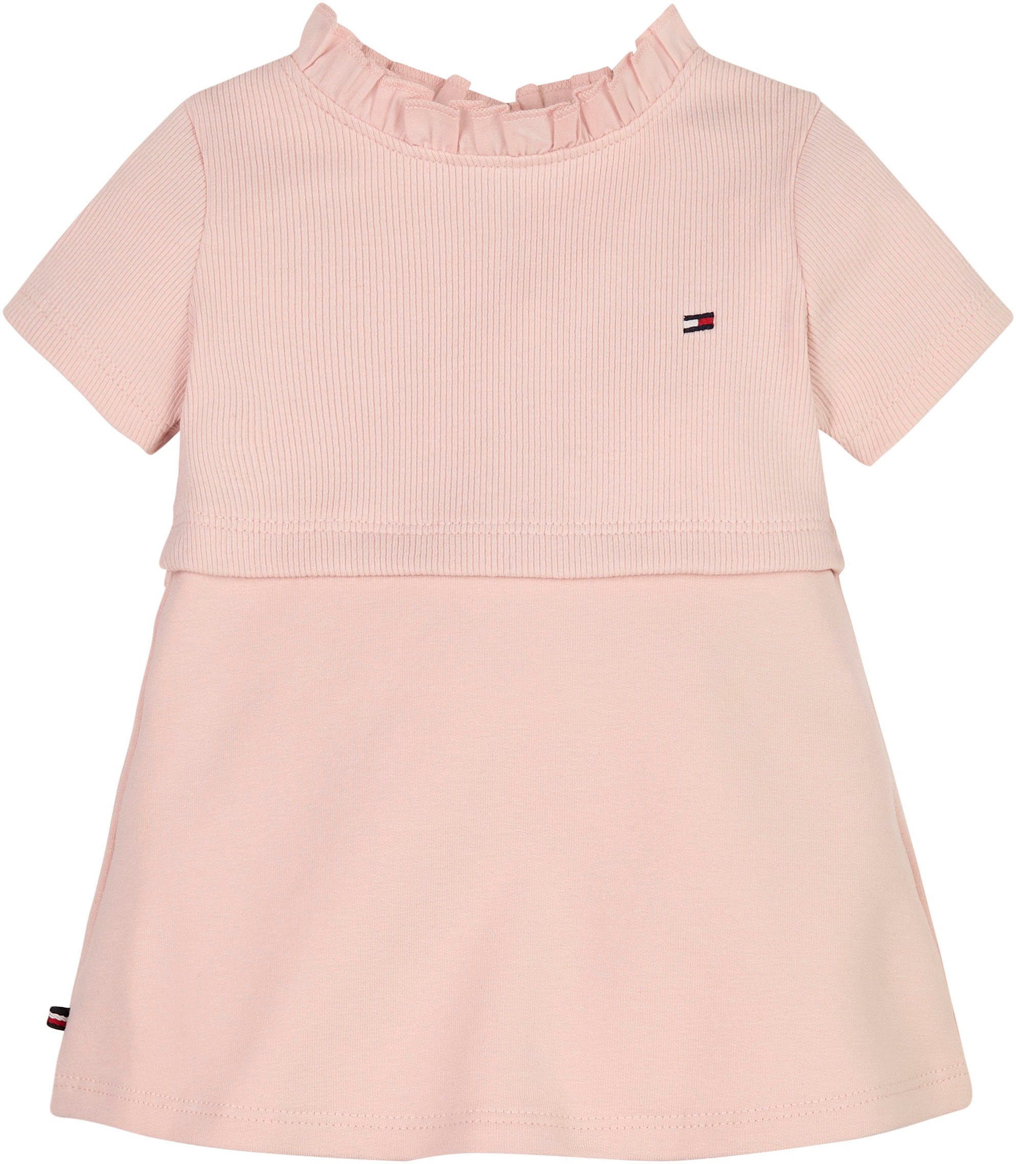 Tommy Whimsy DRESS S/S Hilfiger mit BABY Pink Jerseykleid FLAG Rippenstrick