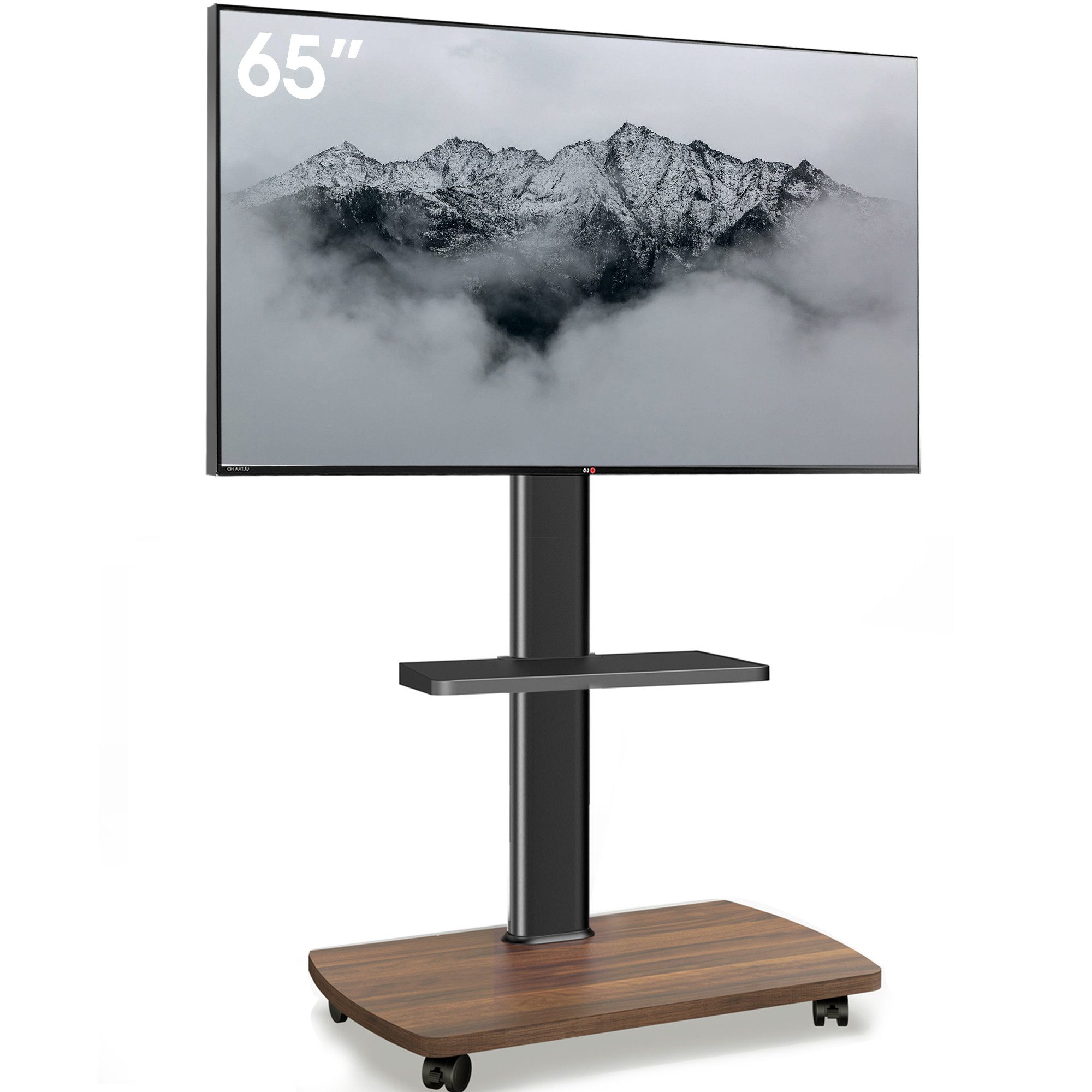 AOKCOS TV-Ständer, (bis 65 Zoll, mit Holzablage & Regal)