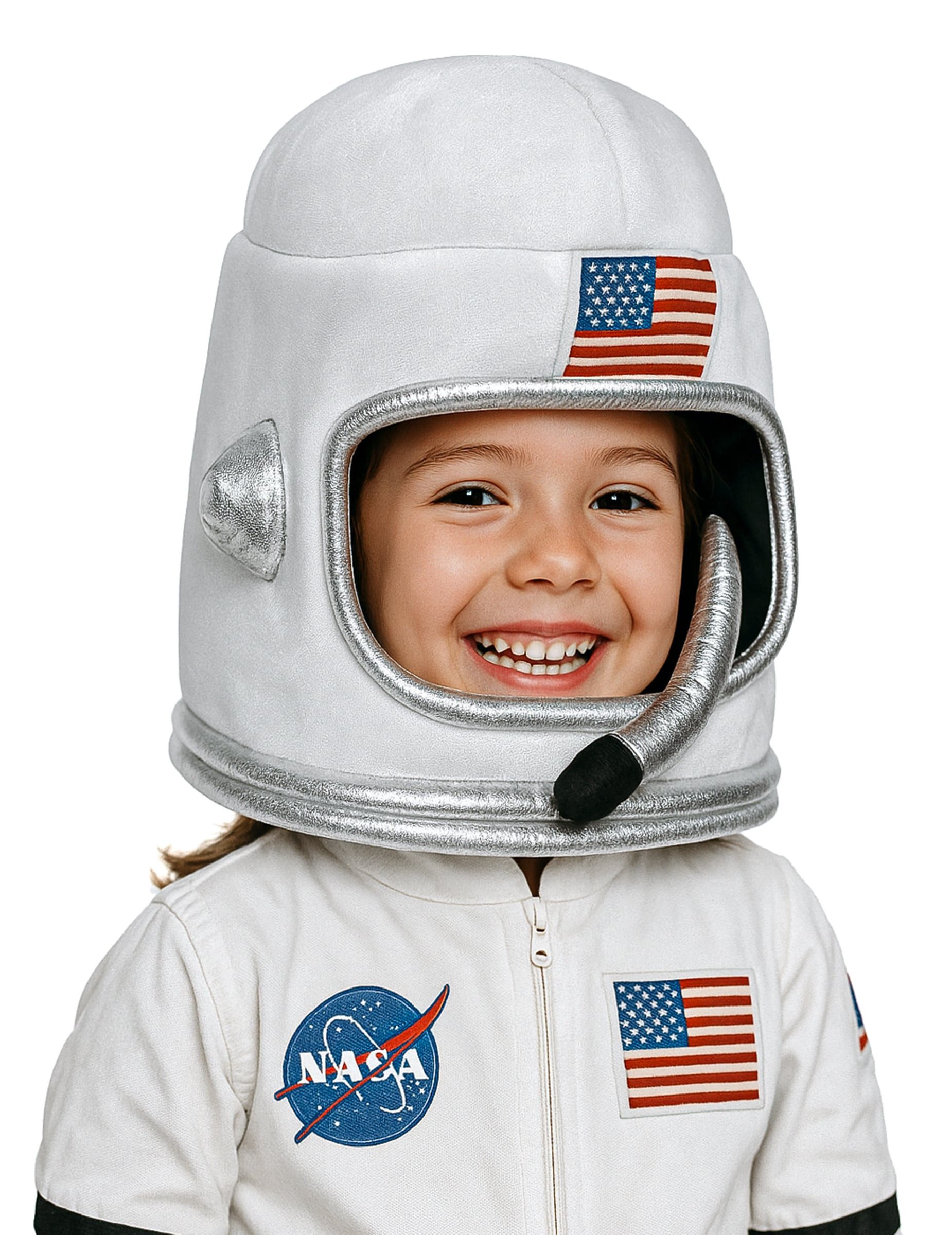 JADEO Kostüm Astronauten-Helm Raumfahrer-Hut für Kinder weiss-silber