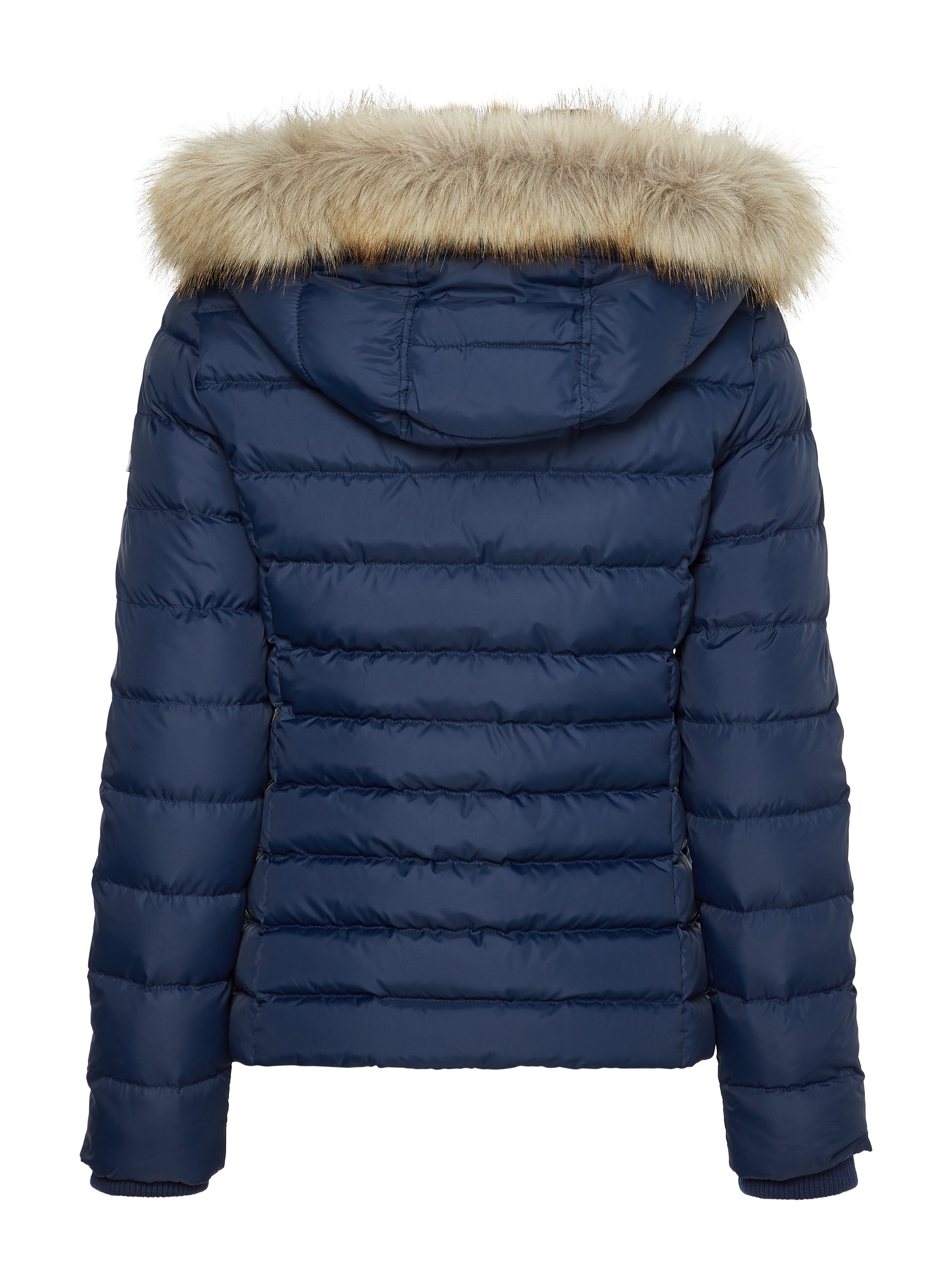 Tommy Jeans Daunenjacke BASIC HOODED DOWN JACKET mit Fellimitat an der Kapuze & Tommy Jeans Logo-Flag