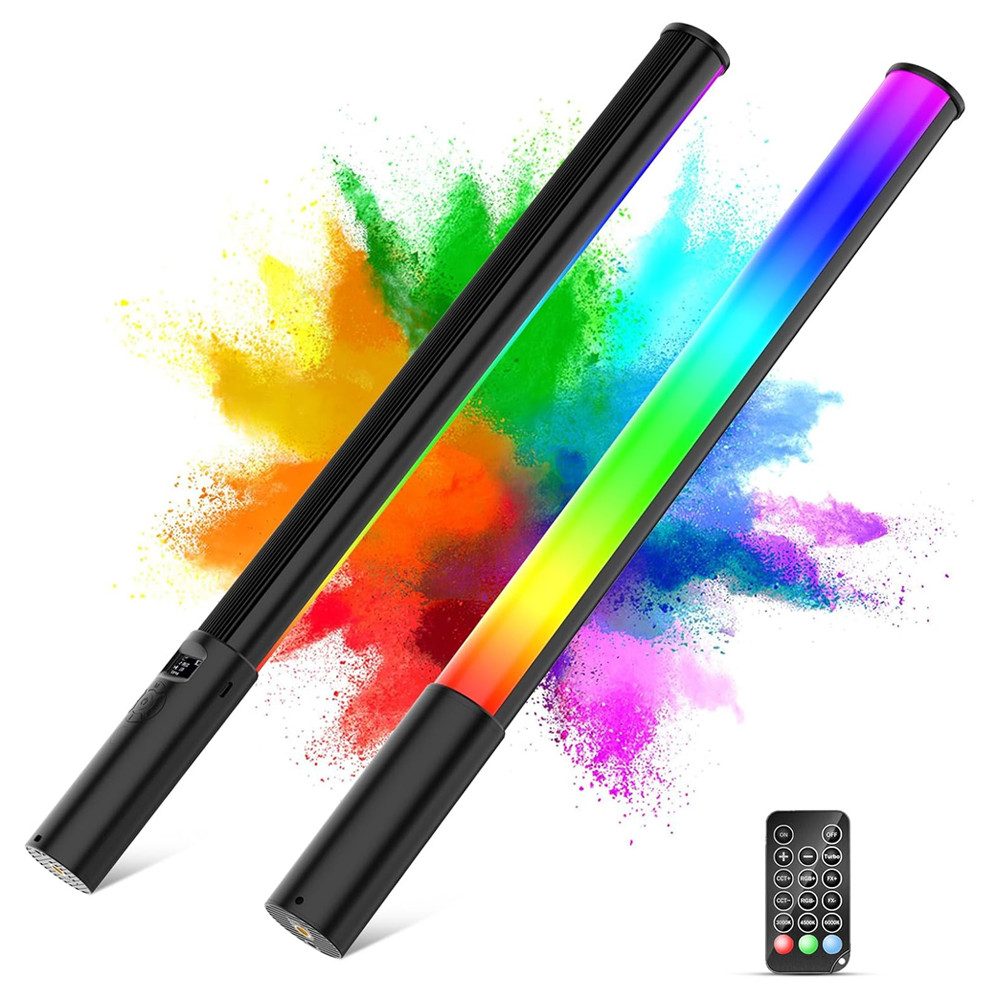 TUWENA Videoleuchte RGB Handheld LED Videoleuchte Lichtstab, 360° Farben Fotografie Licht, 2500K-6500K, Helligkeit 0–100% einstellbar für Vlog,Fotografie,YouTube