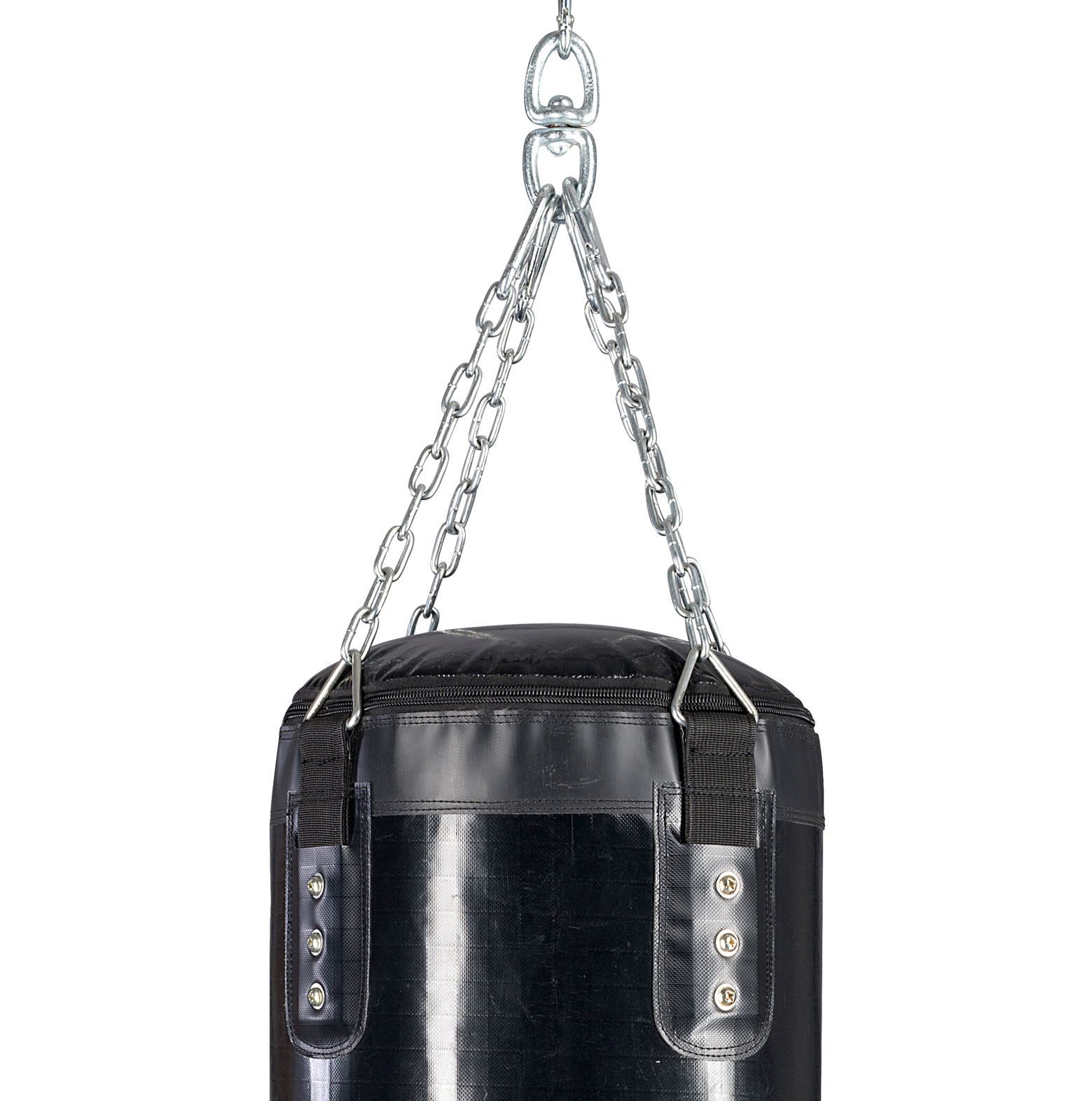 BAY-Sports Boxsack 160 cm ungefüllt Sandsack Vinyl mit Kettenaufhängung und Drehkopf, leer, ohne Füllung 160 cm x 35 cm, besonders reißfestem schweren Vinyl