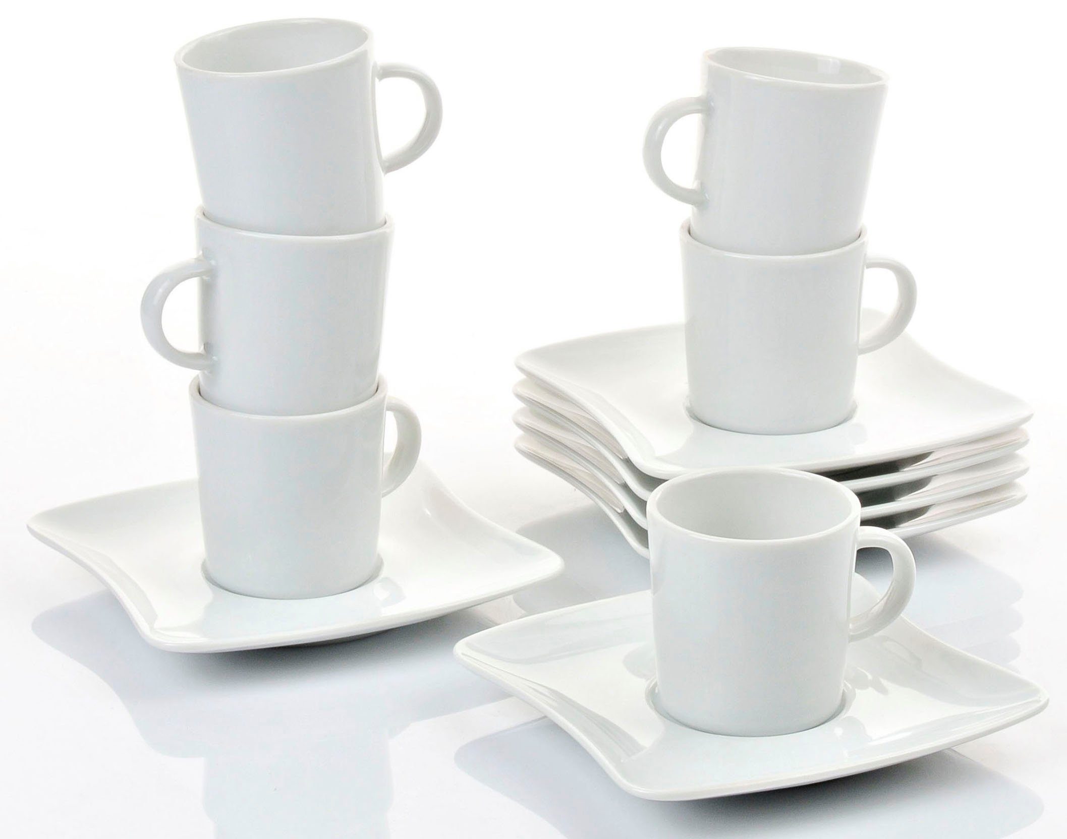 Retsch Arzberg Espressotasse SANDY, 12-tlg., Porzellan, Klassisches Espressotassen Set - Made in Germany