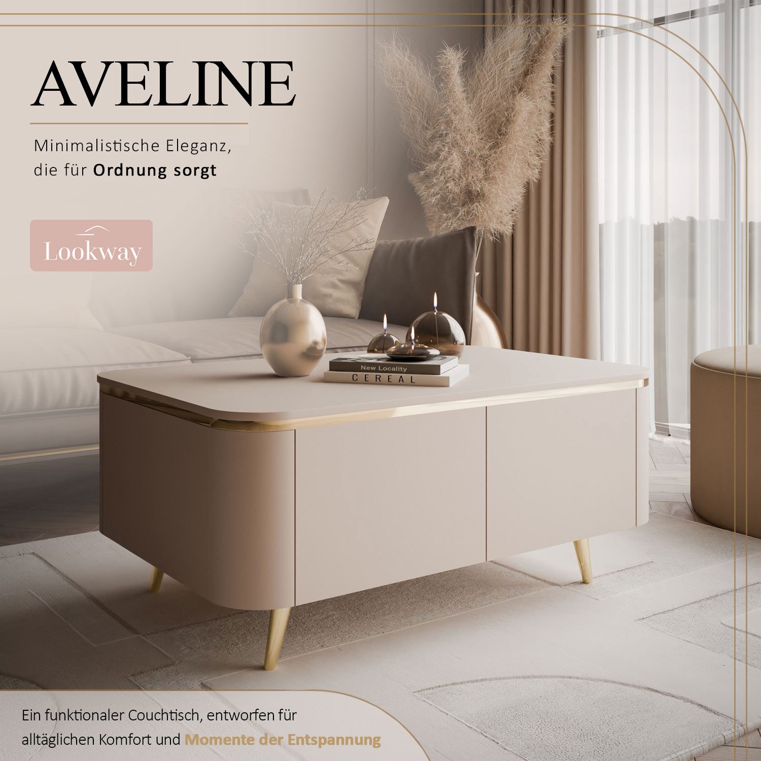 Lookway Couchtisch AVELINE auf schrägen Beinen