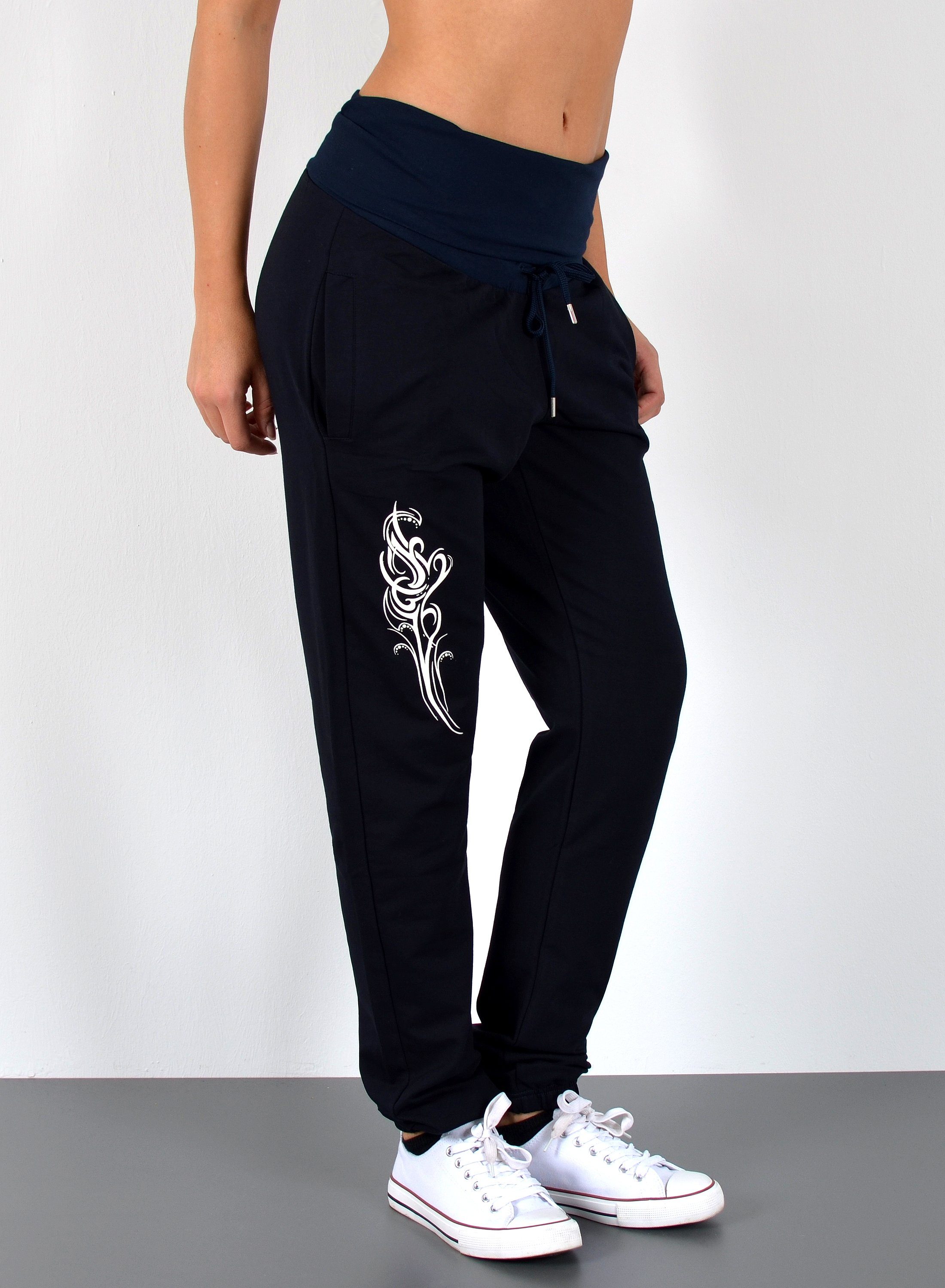 Jogginghose Damen Sporthose mit elastischem Gummibund J480-Jogging