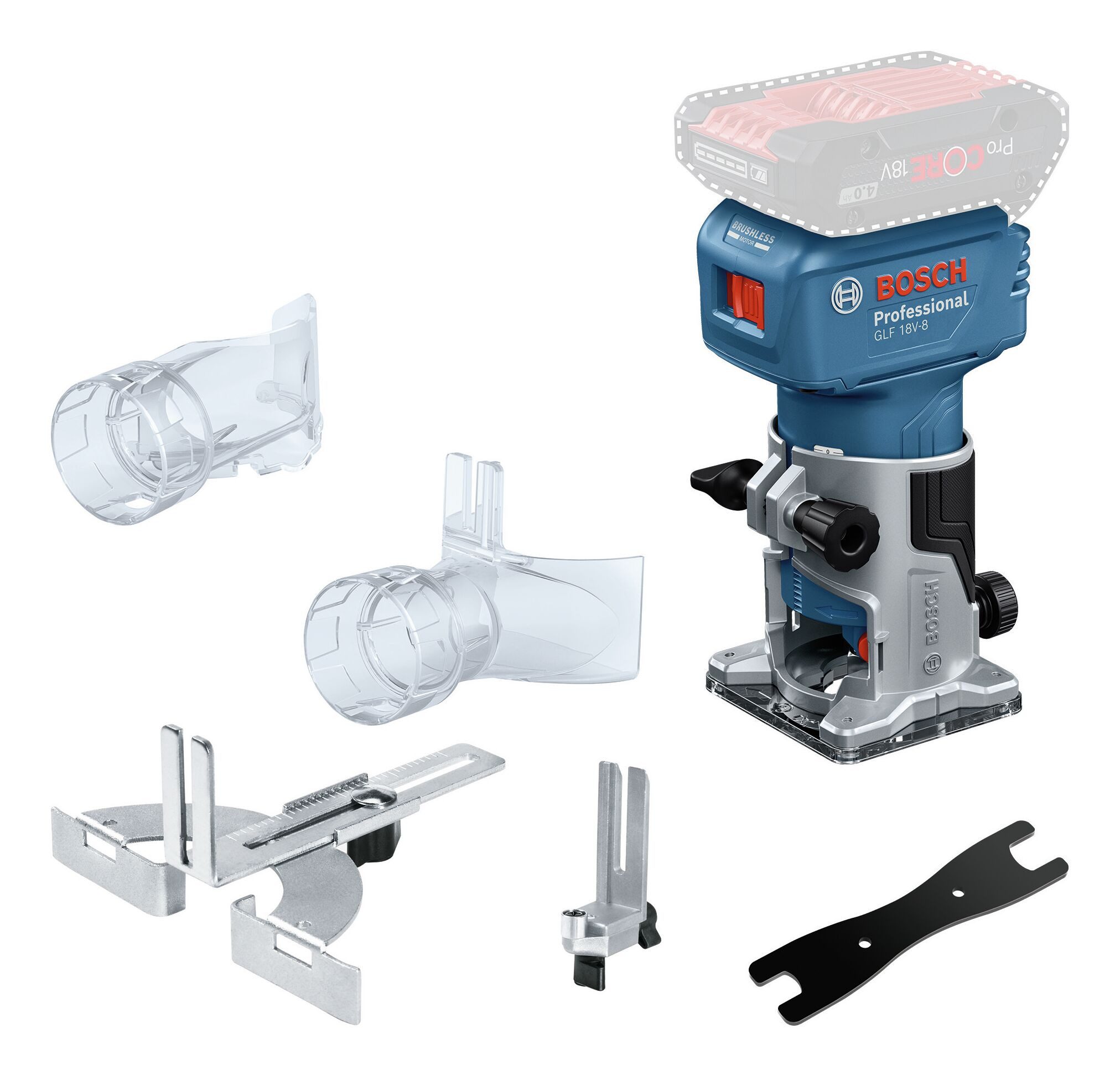 BOSCH Akku-Fräse GLF 18V-8, 18 in V, Kantenfräse Ohne Akku - im Karton