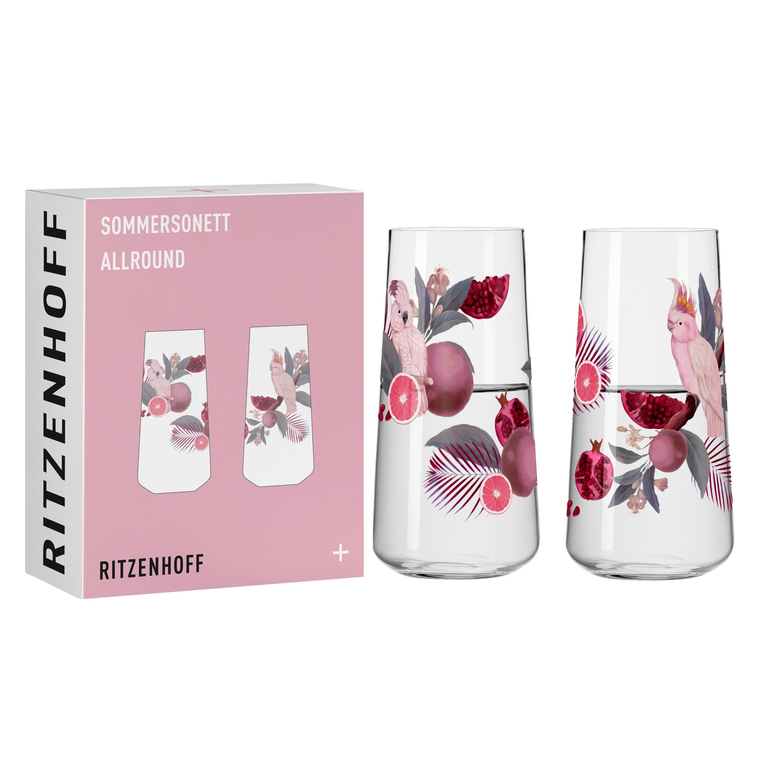 Ritzenhoff Gläser-Set 6151002 Trinkglas universal 600 ml - 2er Set - Serie Sommersonett, Kristallglas
