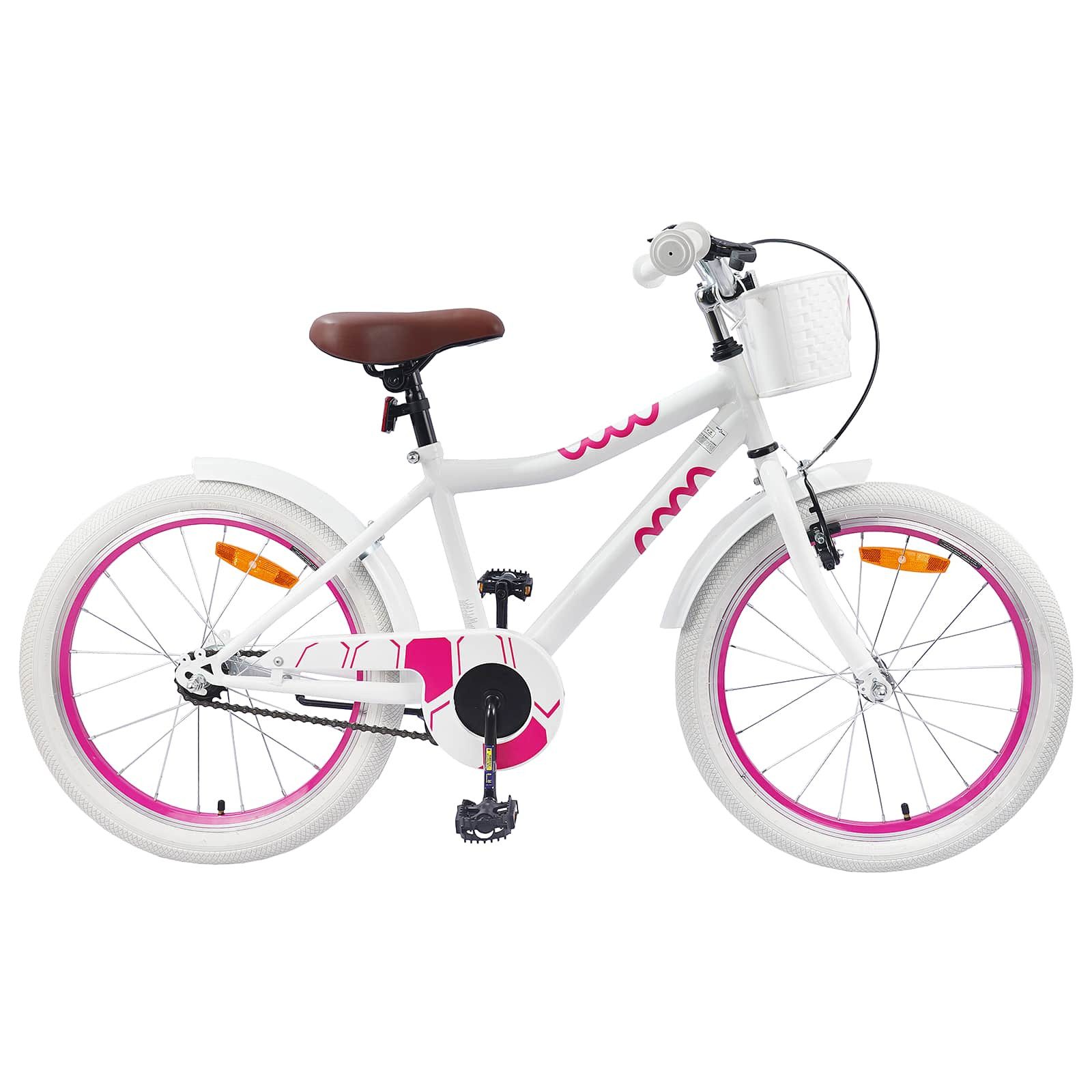vidaXL Kinderfahrrad 137 x 54 x 79 cm Kinderfahrrad 20 Zoll für 6-11 Jahre alt Weiß