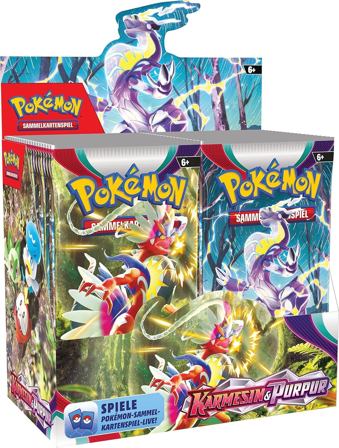 POKÉMON Sammelkarte Karmesin & Purpur Booster Display Deutsch, Enthält 36 Booster Packs