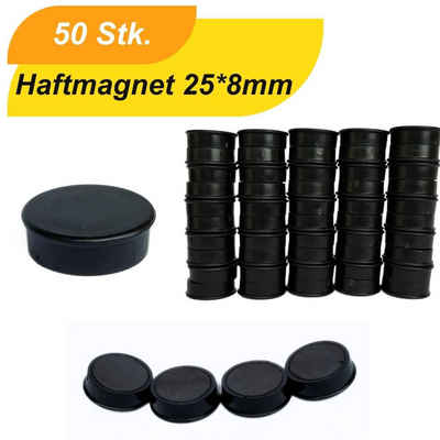 Magnet Pinboard-Magnete 25x8mm rund schwarz für Büro Kühlschrank Tafel (10-St)