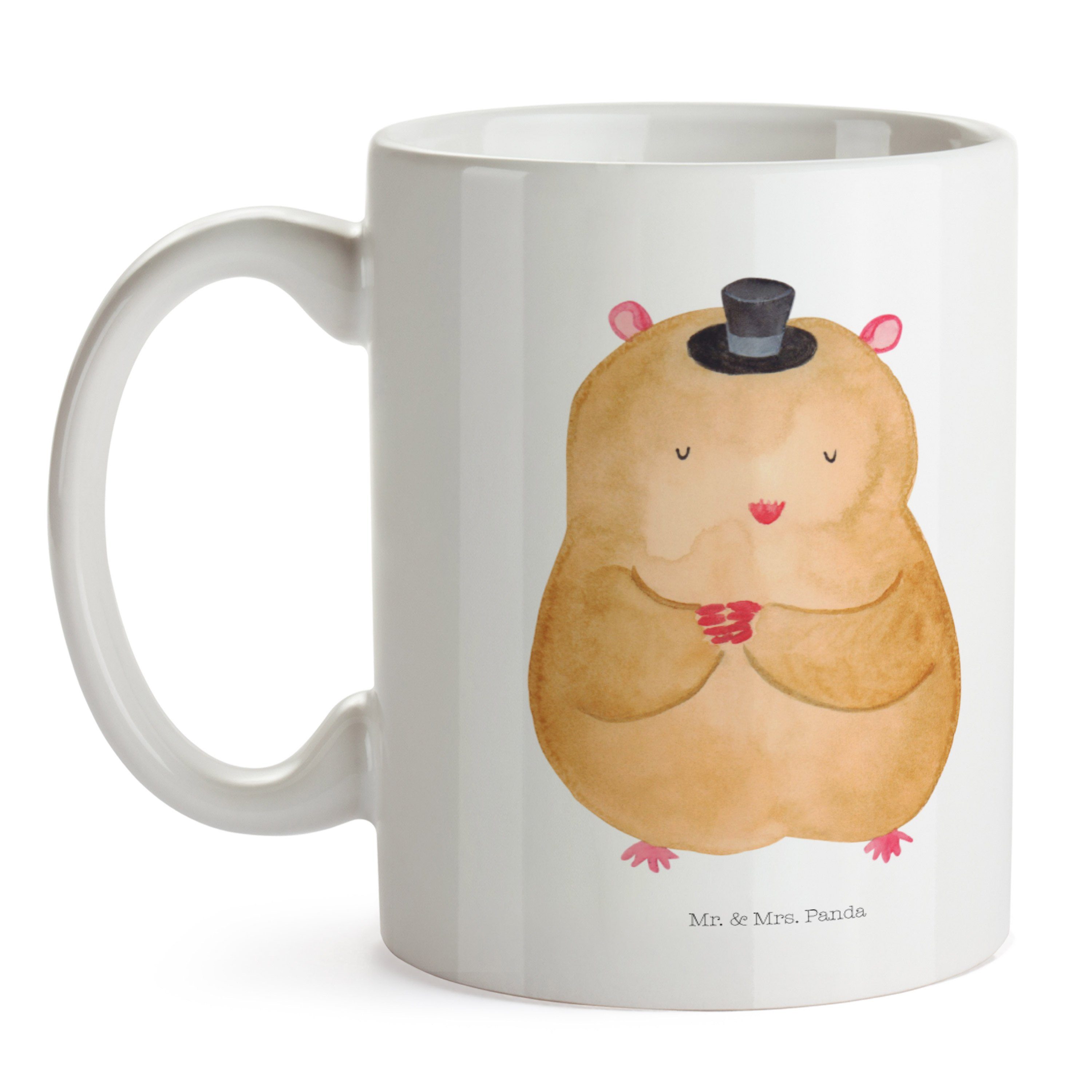 Keramik Mrs. Hut Mr. Laune, Gute Zwerghamster, - Zauberer, & Weiß Tasse mit Geschenk, Panda Hamster -