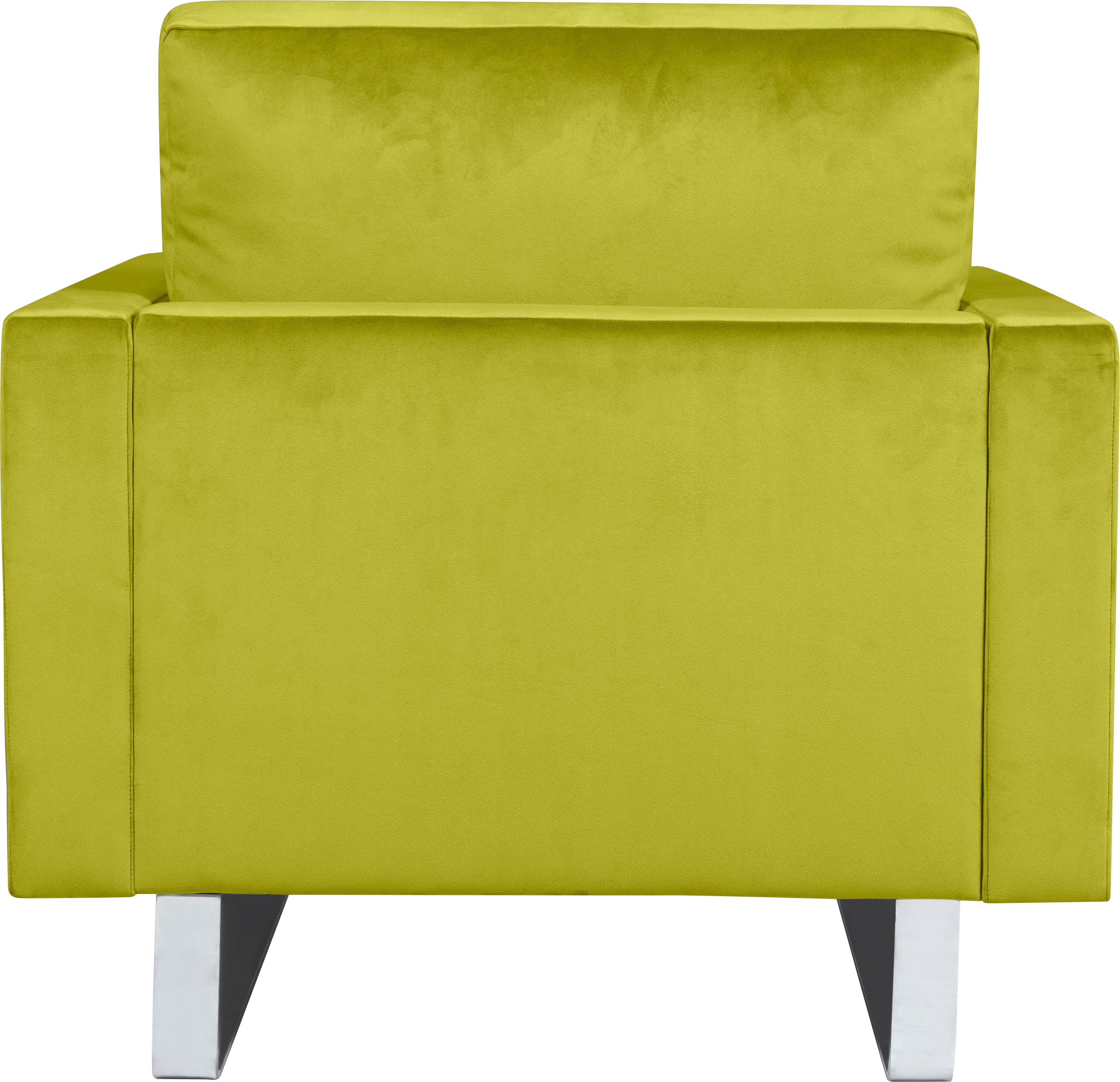 Gerberei Metallkufen Sessel mit green Velina, Alte