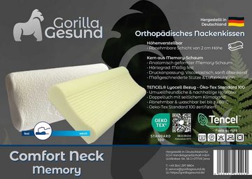 Gorilla Gesund Nackenkissen Comfort Neck Memory aus Memory Schaum, Höhenverstellbar, TENCEL® Bezug, höhenverstellbar, abnehmbare Schicht /TENCEL® Lyocell Bezug