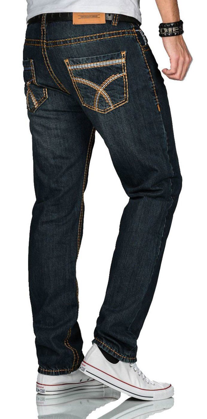 Alessandro Salvarini Straight-Jeans Herren Comfort Fit – Baumwolljeans im 5-Pocket-Style Klassische Jeans aus 100 % Baumwolle mit Knopfleiste