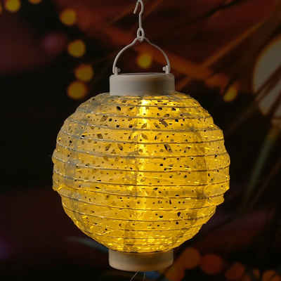 MARELIDA LED Lampion Solar Gartenlampion mit Muster grün D: 20cm Party Balkon Terrasse, LED Classic, warmweiß (2100K bis 3000K)