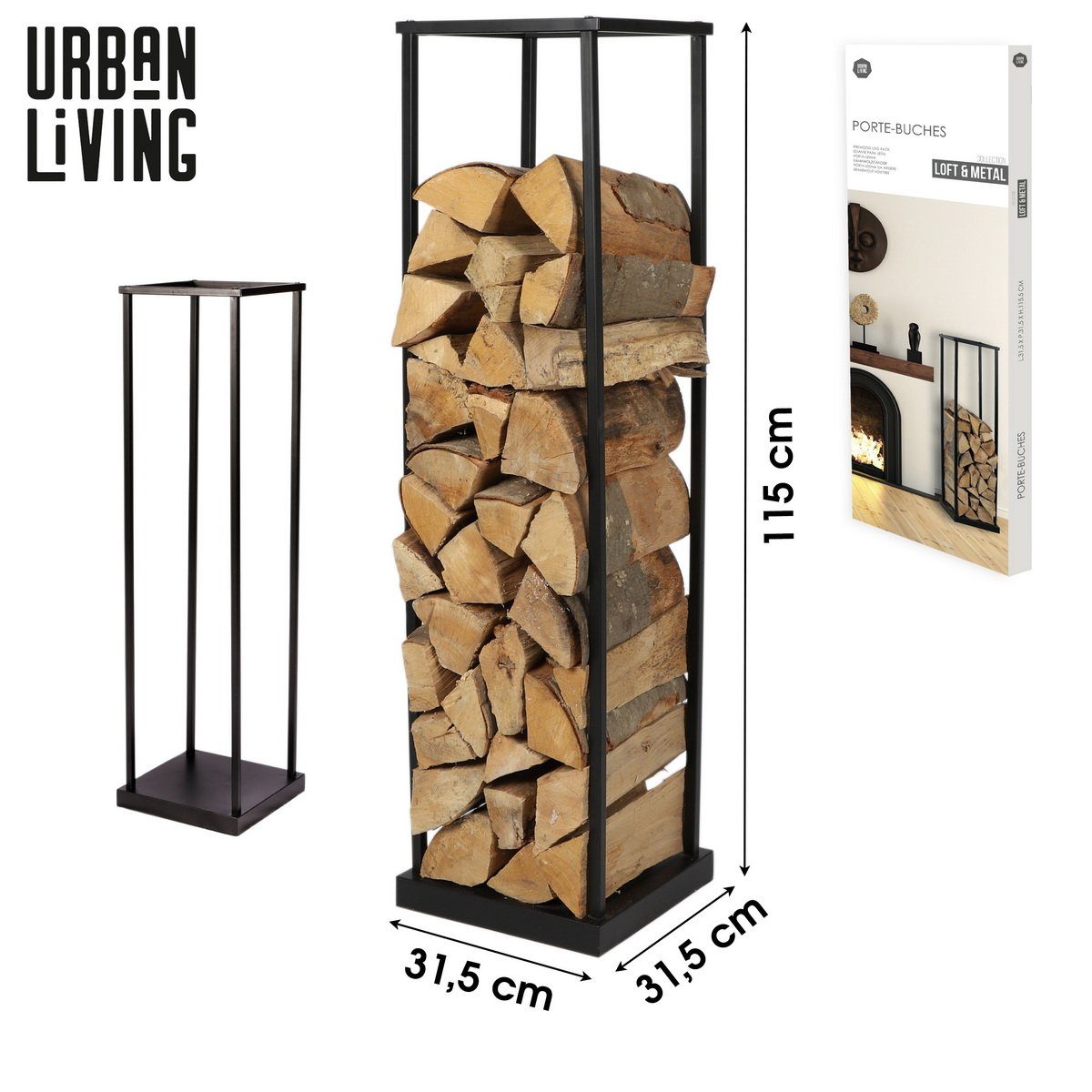 Urban Living Kaminholzregal Holzstapelregal Kaminholz Stapelregal Standrega günstig online kaufen