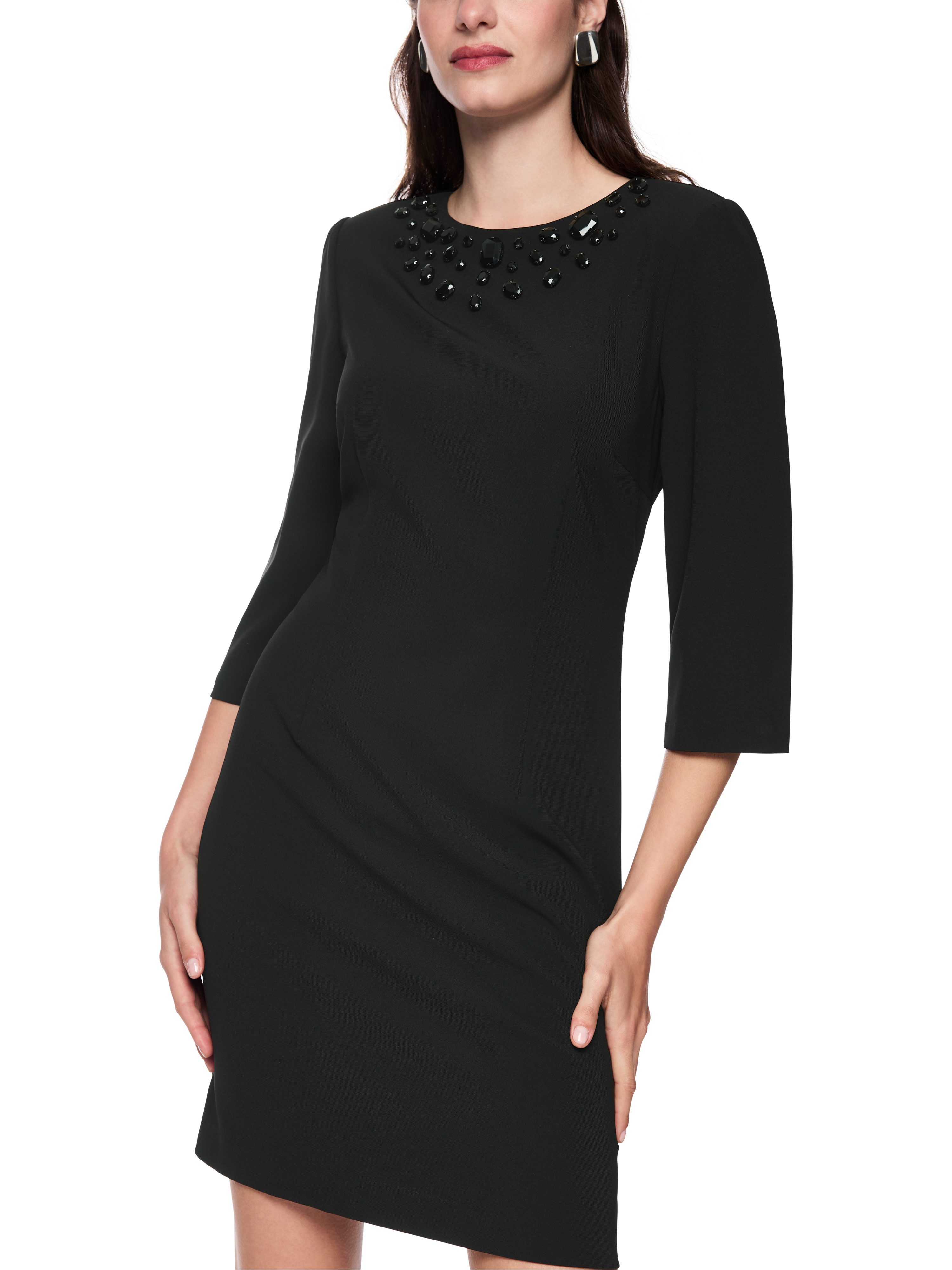 Marc Cain Midikleid Premium Damenmode mit Schmucksteinen, tailliert, Rock leicht ausgestellt