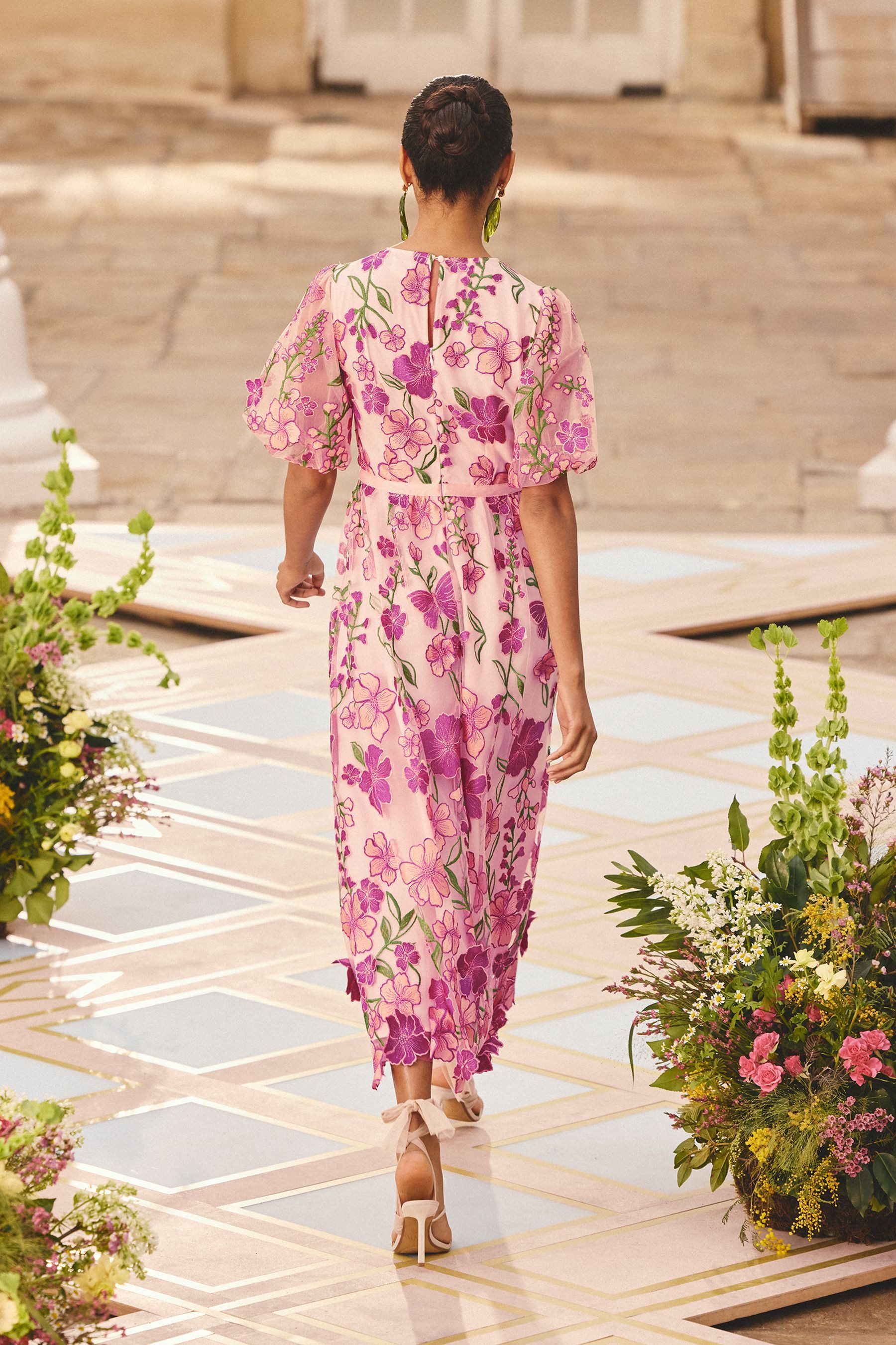 Love & Roses Midikleid Love & Roses Midikleid mit Puffärmeln, Regular (1-tlg)