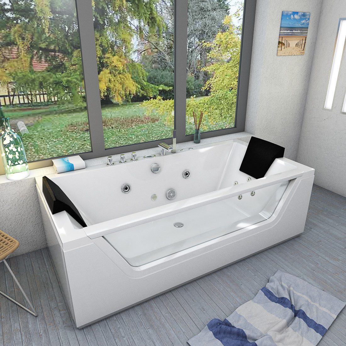 Thumbnail - AcquaVapore Whirlpool-Badewanne Whirlpool Reinigungsfunktion Pool Badewanne W83R-B-ALL, (1-tlg)