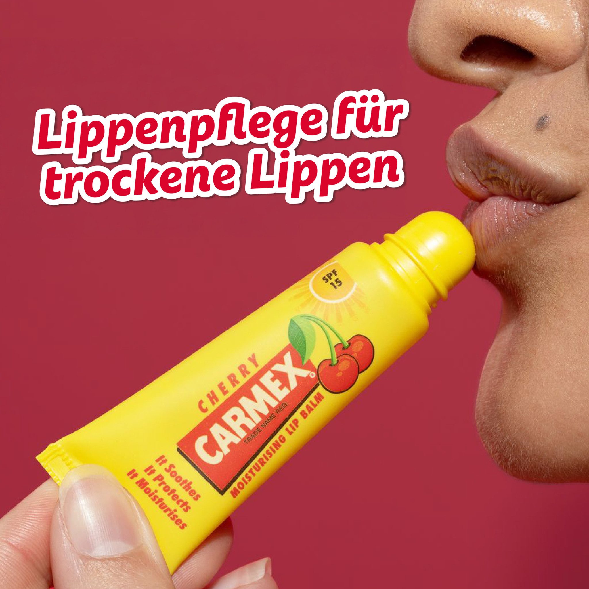 Carmex Lippenpflegestift Carmex Kirsche Tube - Lippenpflege für trockene Lippen - 10g