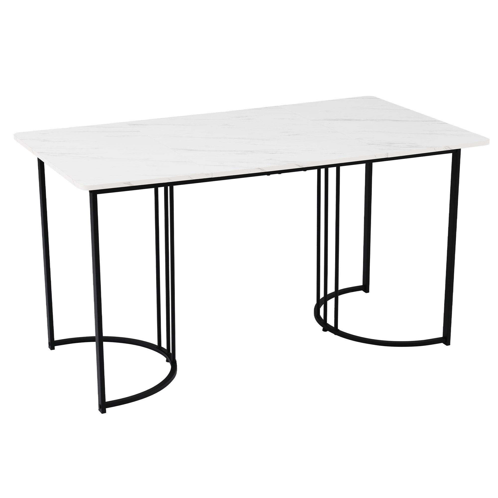 Esstisch (140x80x75 cm, nur Tisch), rechteckig Küchentisch Marmoroptik Esszimmertisch, Metallbeine