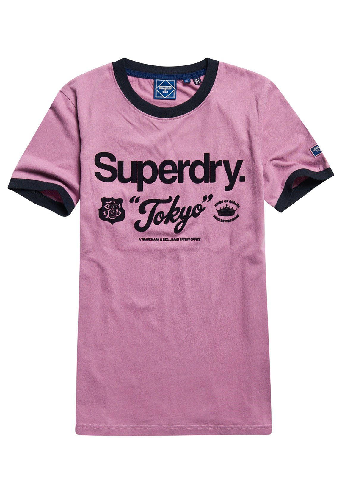 Superdry T-Shirt Superdry Damen T-Shirt CL AC RINGER TEE Dazed Lilac Lila