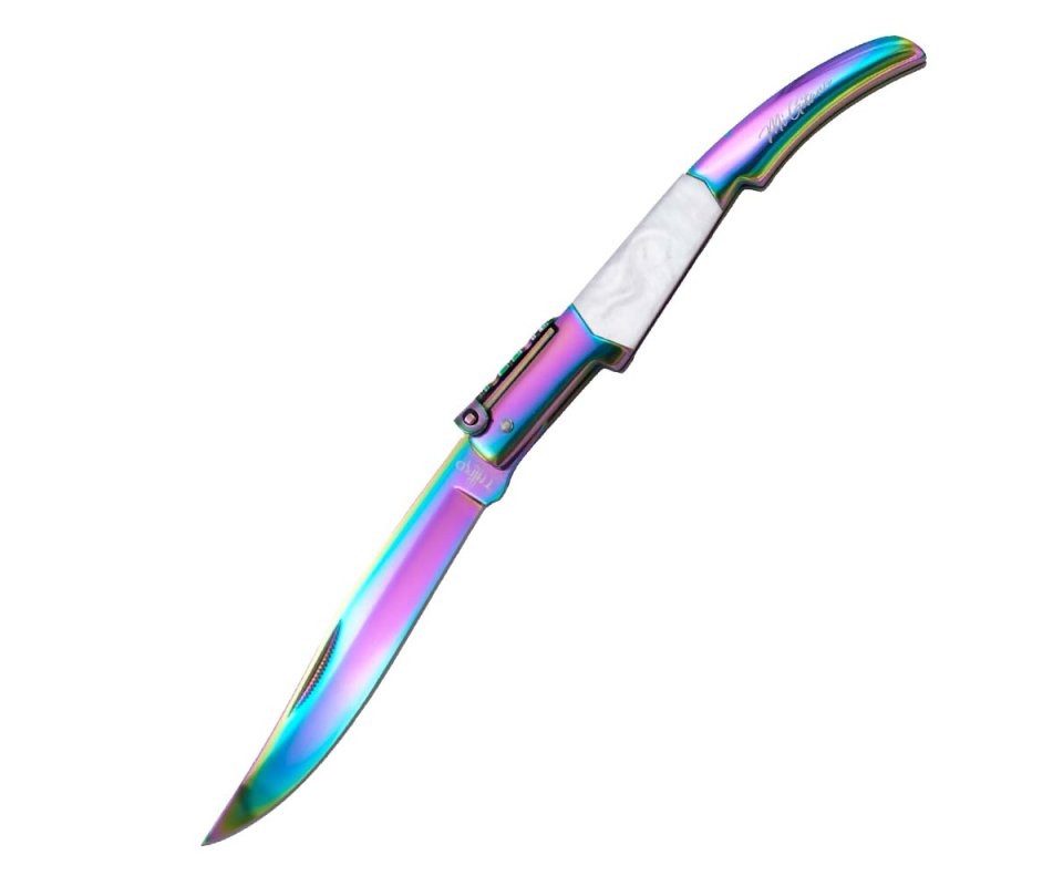 Third Taschenmesser Third Taschenmesser Ratschenmesser, 440er Stahl, Rainbow, weisses Acry, (1 St)