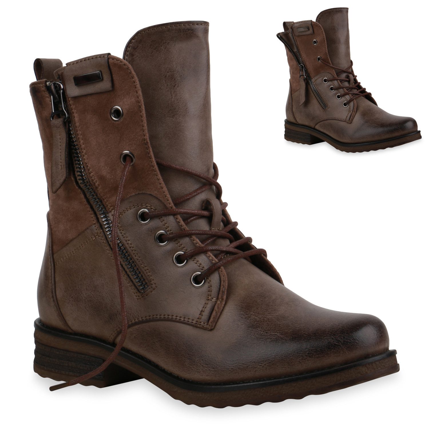 VAN HILL 835417 Schnürstiefelette Damen Schnürstiefeletten Nova Stiefeletten Trendy Blockabsatz