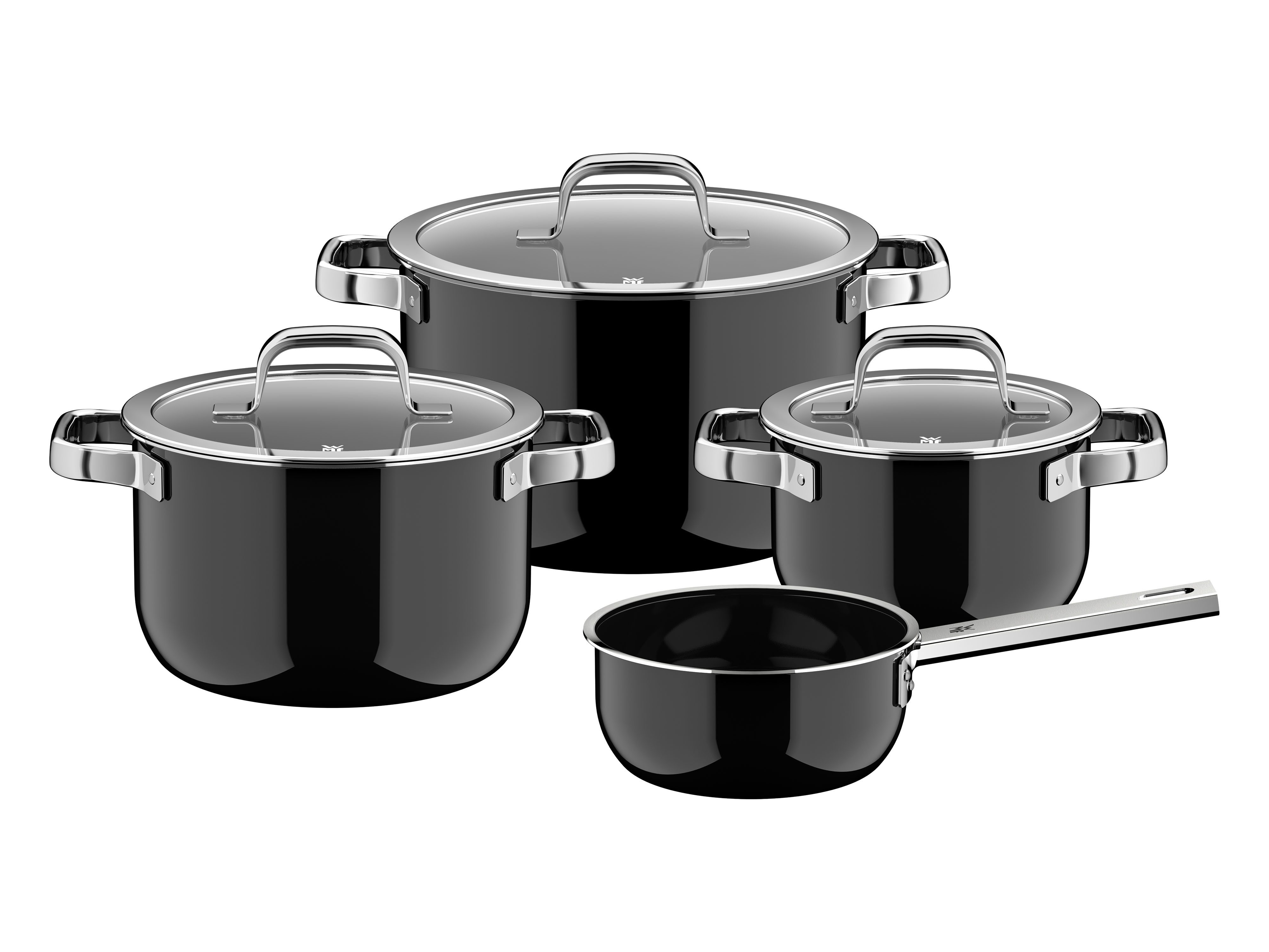 WMF Topf-Set Fusiontec Mineral Pro, Edelstahl, Glas (Set, 7-tlg), kratzfeste Oberfläche, wärmereduzierende Hohlgriffe, Made in Germany
