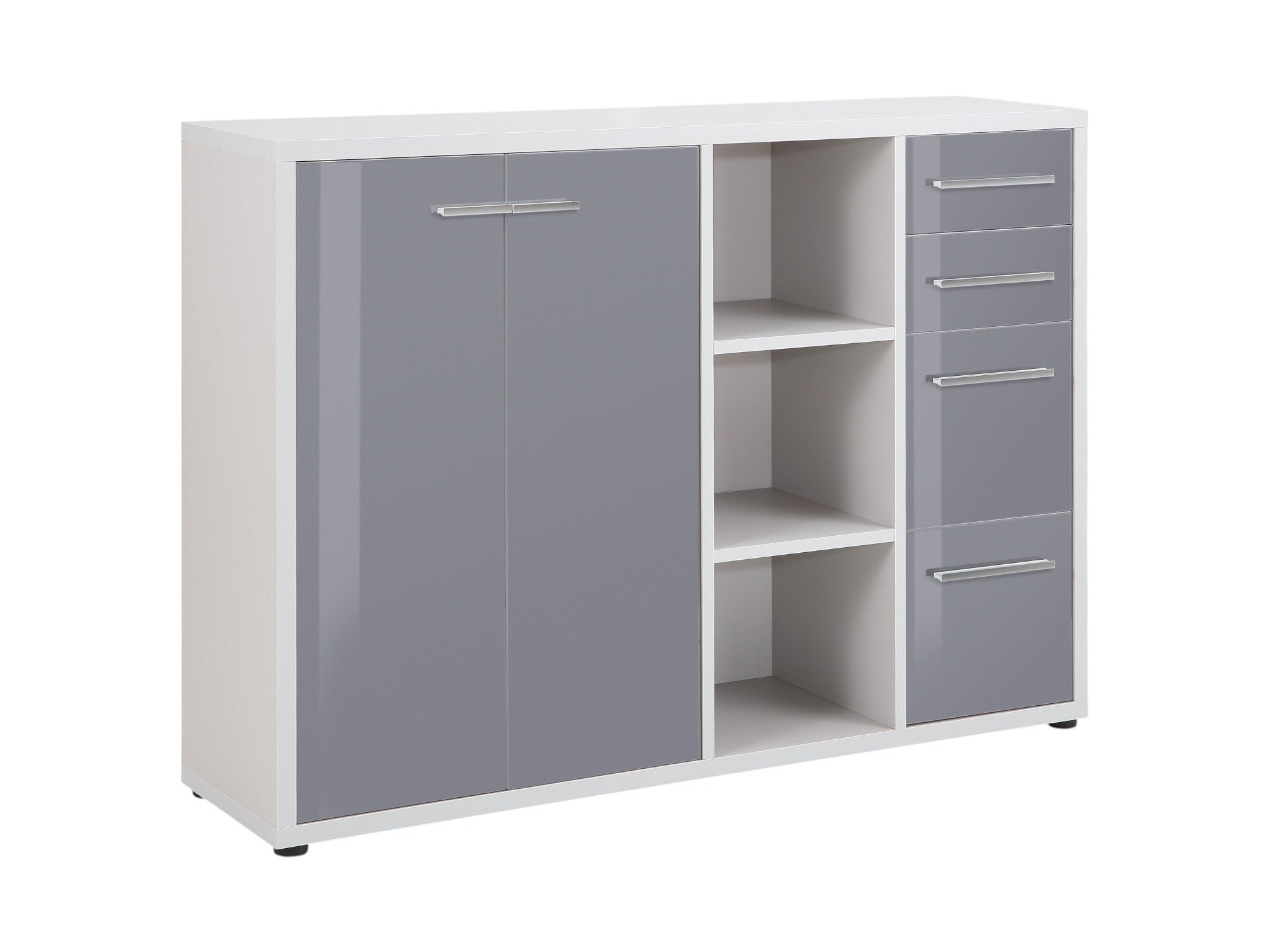 Maja Möbel Sideboard 1683 SET+ (Korpus platingrau - Front Grauglas)