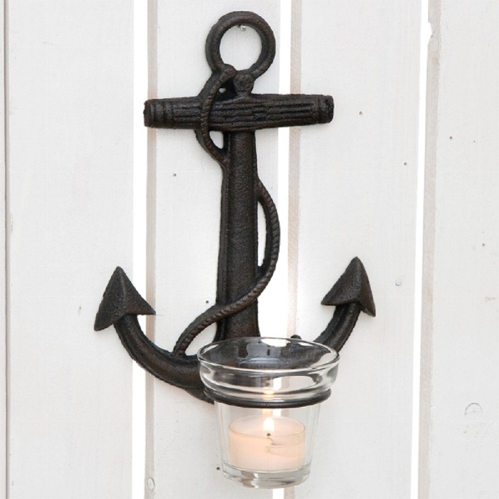 Teelichthalter Wanddeko Anker mit Teelichthalter, Windlicht Wandhalter