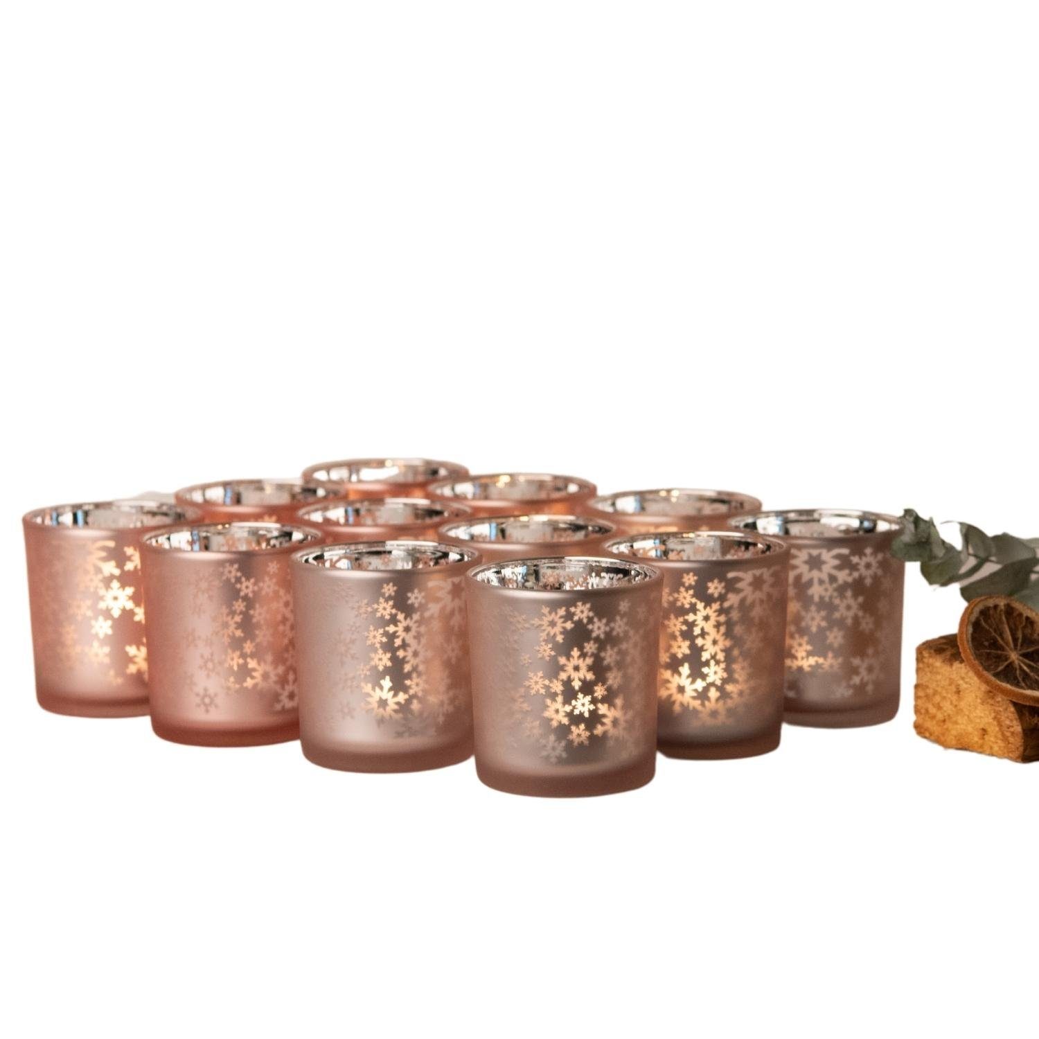 Kamelio Teelichthalter Teelichthalter 12er Set Glas Weihnachtsdeko