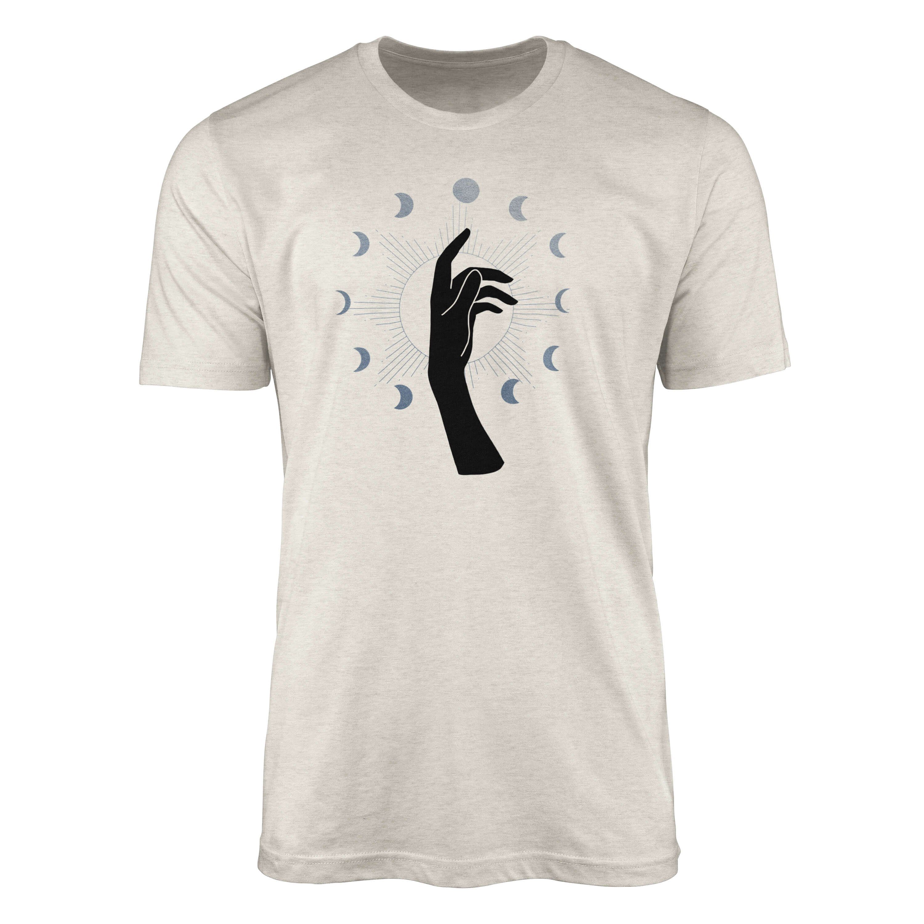 Sinus Art T-Shirt Herren Shirt 100% gekämmte Bio-Baumwolle T-Shirt Hand Astrologie Mondzyklus Motiv Nachhaltig Ökomod (1-tlg)