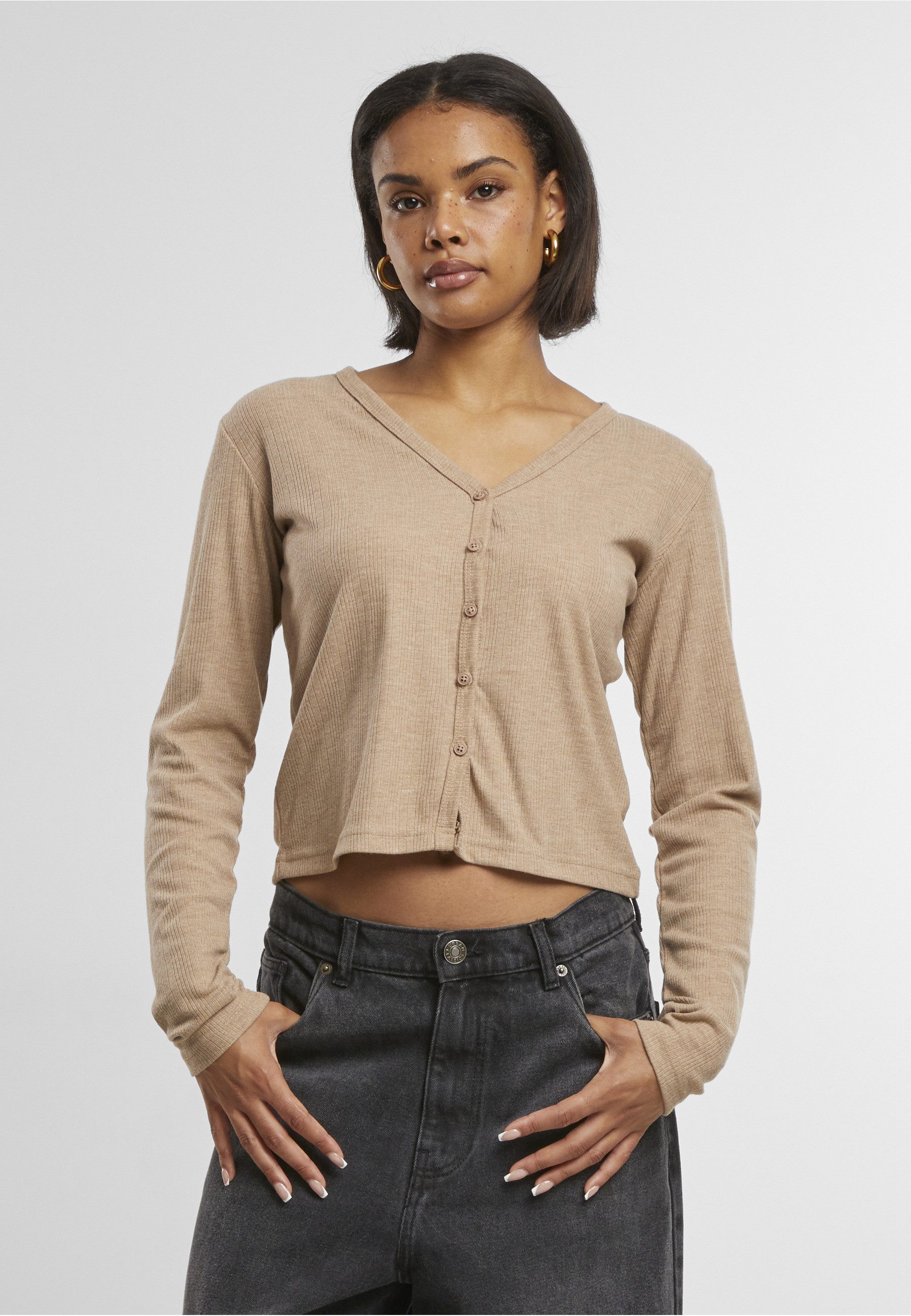 URBAN CLASSICS Strickjacke Urban Classics Ladies Rib Cardigan (1-tlg)