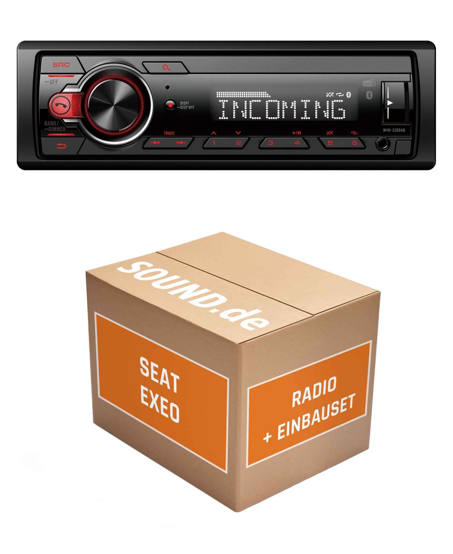 JUST SOUND best choice for caraudio Einbauset Pioneer MVH330DAB für Seat Exeo 3R + RNS-E 16:9 Navi Anthra Autoradio (RDS, AM/FM Radio, Animiertes Display, Freisprecheinrichtung, 1 DIN)