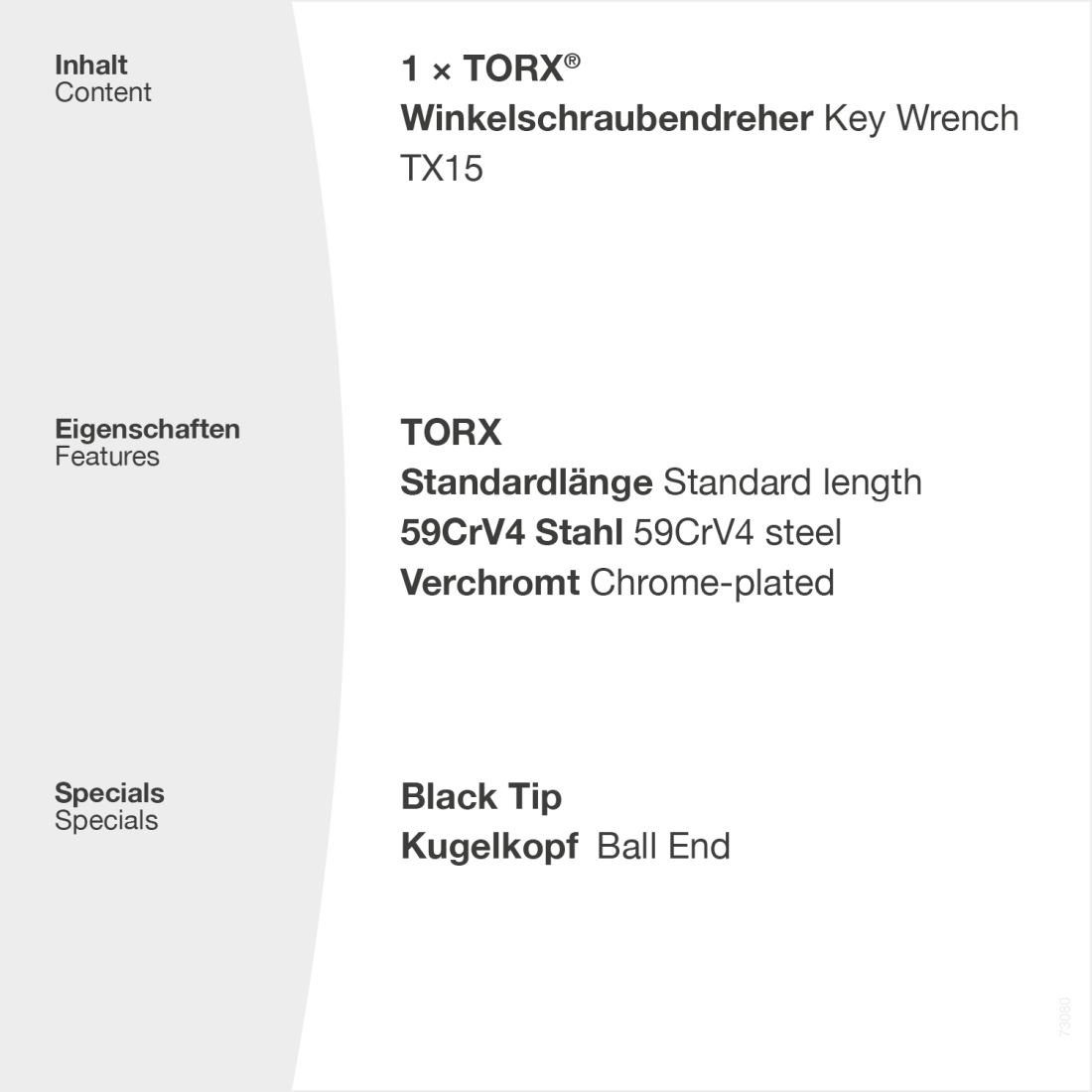 - Kugelkopf TX40, Verchromt & - TORX Tip Winkelschlüssel Black Torxschlüssel TX9 mit