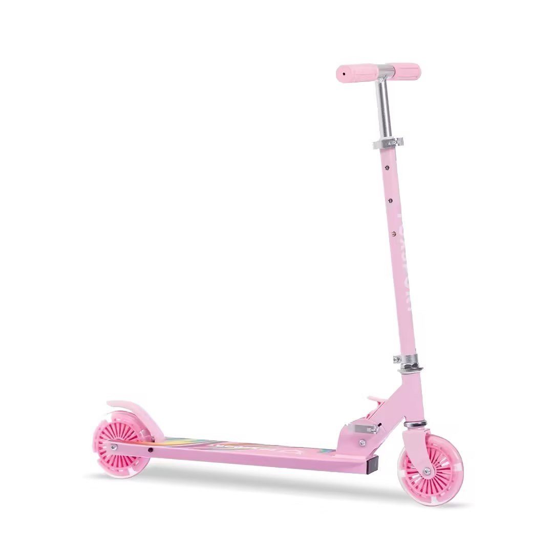 FOXSPORT Cityroller Kick Scooter Faltbarer Kinderoller, 4,00 km/h, (Set, mit Schutzblechen), klappbar&höhenverstellbar Scooter 4.7 Zoll Räder Maximale 50 kg rosa | Kinderroller