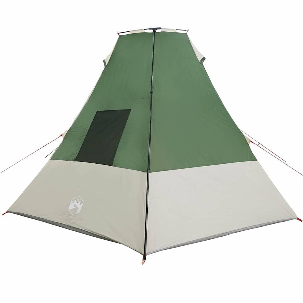 vidaXL Tipi-Zelt Tipi Zelt mit Dach mit Speicher Grün 383 x 338 x 217 cm Taft, (1 tlg)