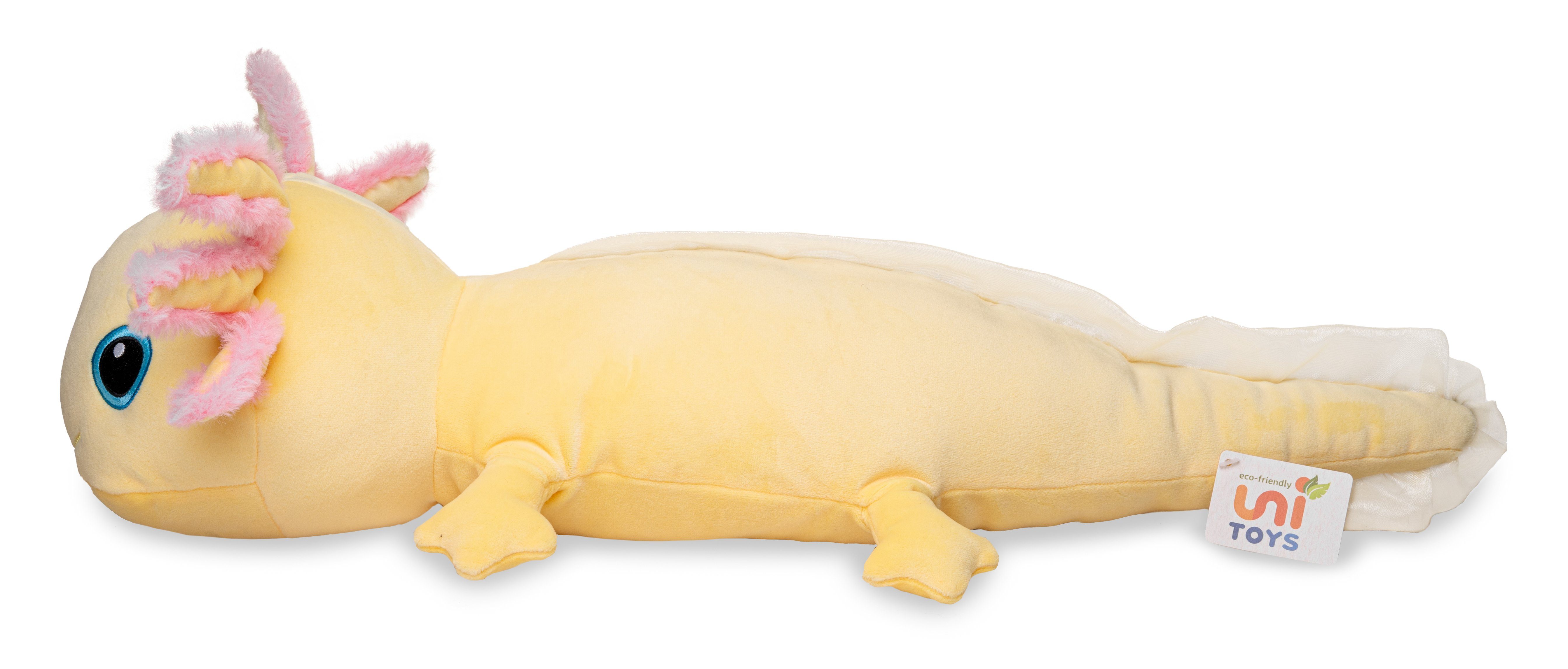 Uni-Toys Kuscheltier % - ultra-weich cm 59 zu Plüschtier, (Länge) Plüsch-Kissen - - recyceltes gelb Axolotl Füllmaterial 100