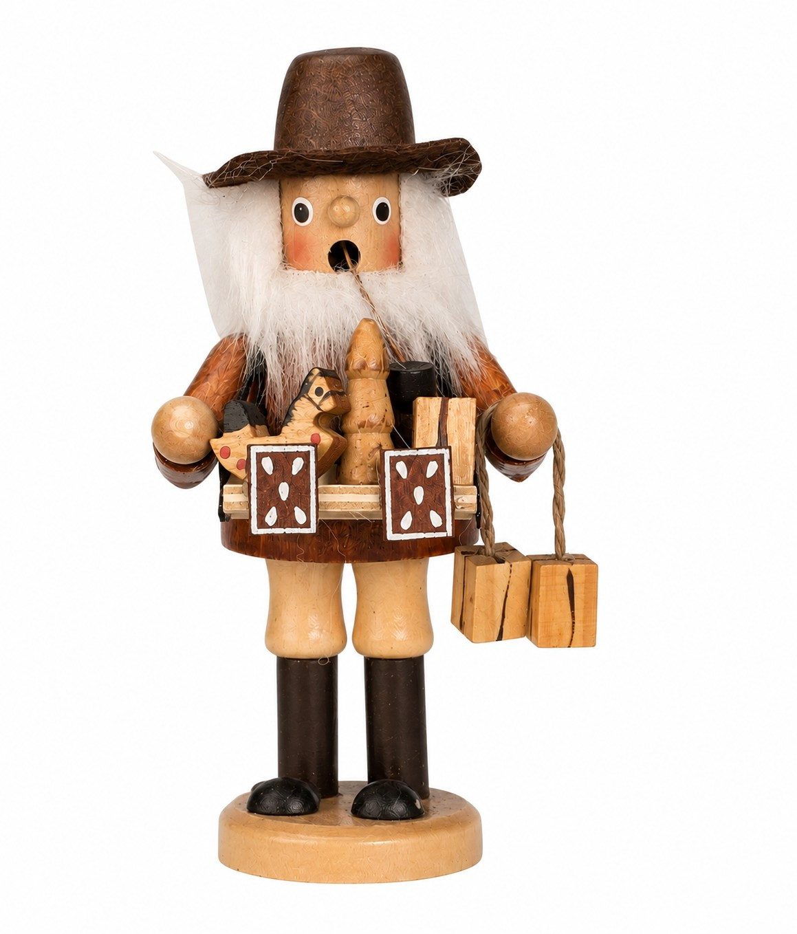 Geschenkestadl Räuchermännchen Räuchermännchen mit Bauchladen – 15,5 cm aus Holz Weihnachtsdeko, (1 St), Räuchermännchen mit Bauchladen