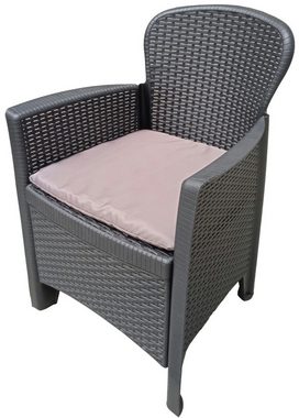 Progarden Sitzgruppe Schwarz, (3-tlg), Gartentisch, Rattan-Optik, Gartensessel, 3-teilig, Kunststoff