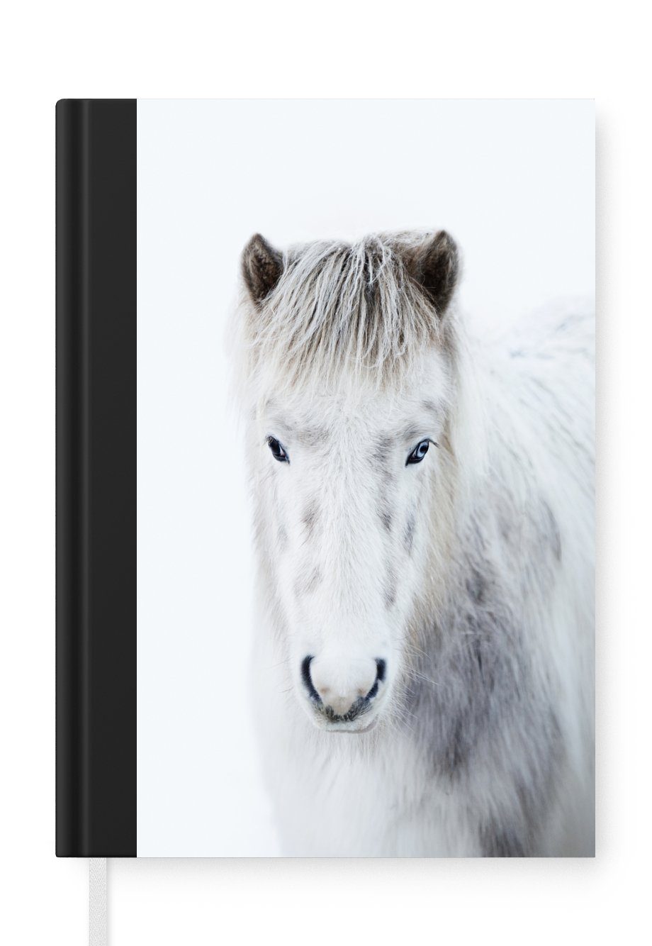 MuchoWow Notizbuch Pferd - Schnee - Weiß, Journal, Merkzettel, Tagebuch, Notizheft, A5, 98 Seiten, Haushaltsbuch