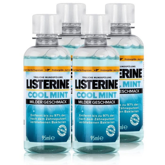 Listerine Mundspülung Listerine Cool Mint milder Geschmack 95 ml Mundspülung (4er Pack)