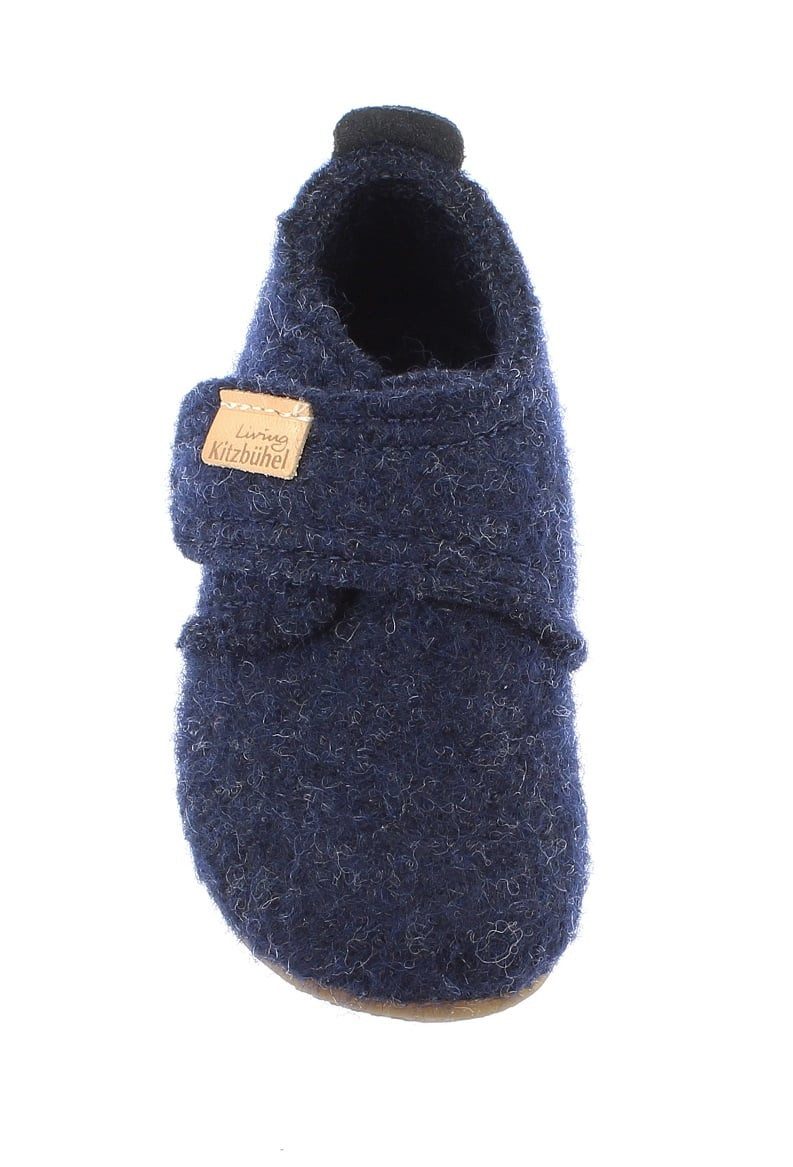 Living Kitzbühel Klettmodell Velourlederkappe Filz (Schurwolle) Kids nachtblau Hausschuh