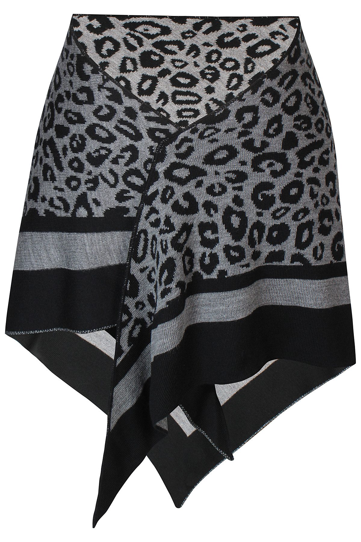 ZE-ZE Nordic Dreieckstuch Dreieckschal schwarz mit Leo anthra, Leo