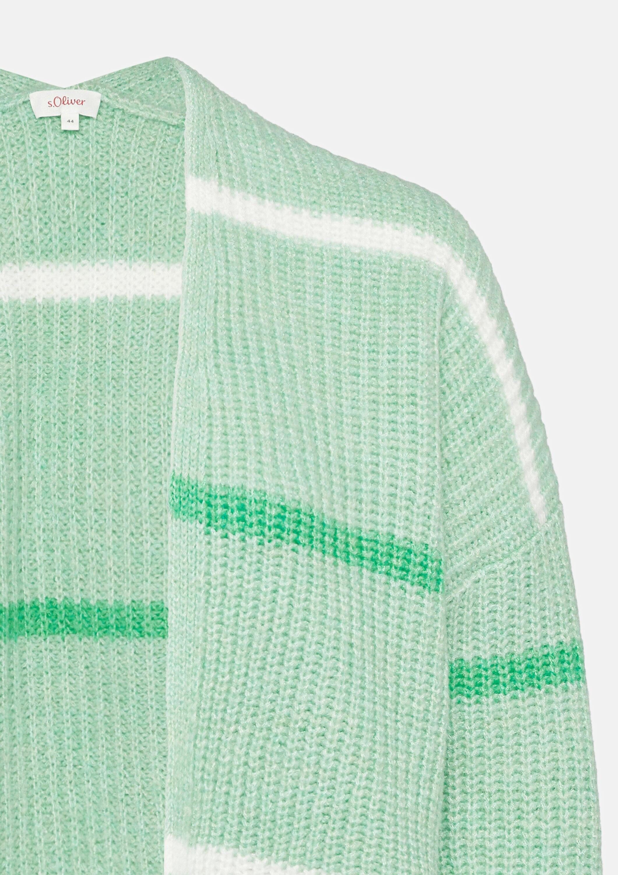 s.Oliver Cardigan Strickjacke Gestreifter Cardigan mit überschnittenen Schultern