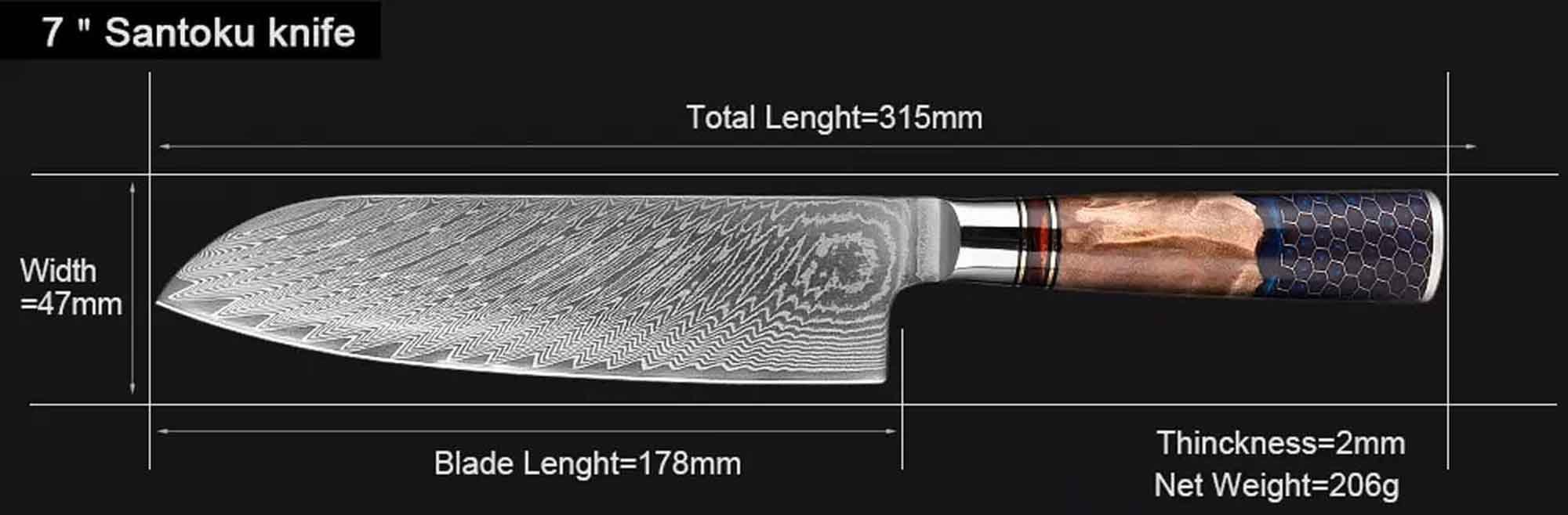 Unikat Premium der Messer mit Santoku Kochmesser ein Das Messer Spitzenklasse 67, Jedes Damastmesser Muxel –