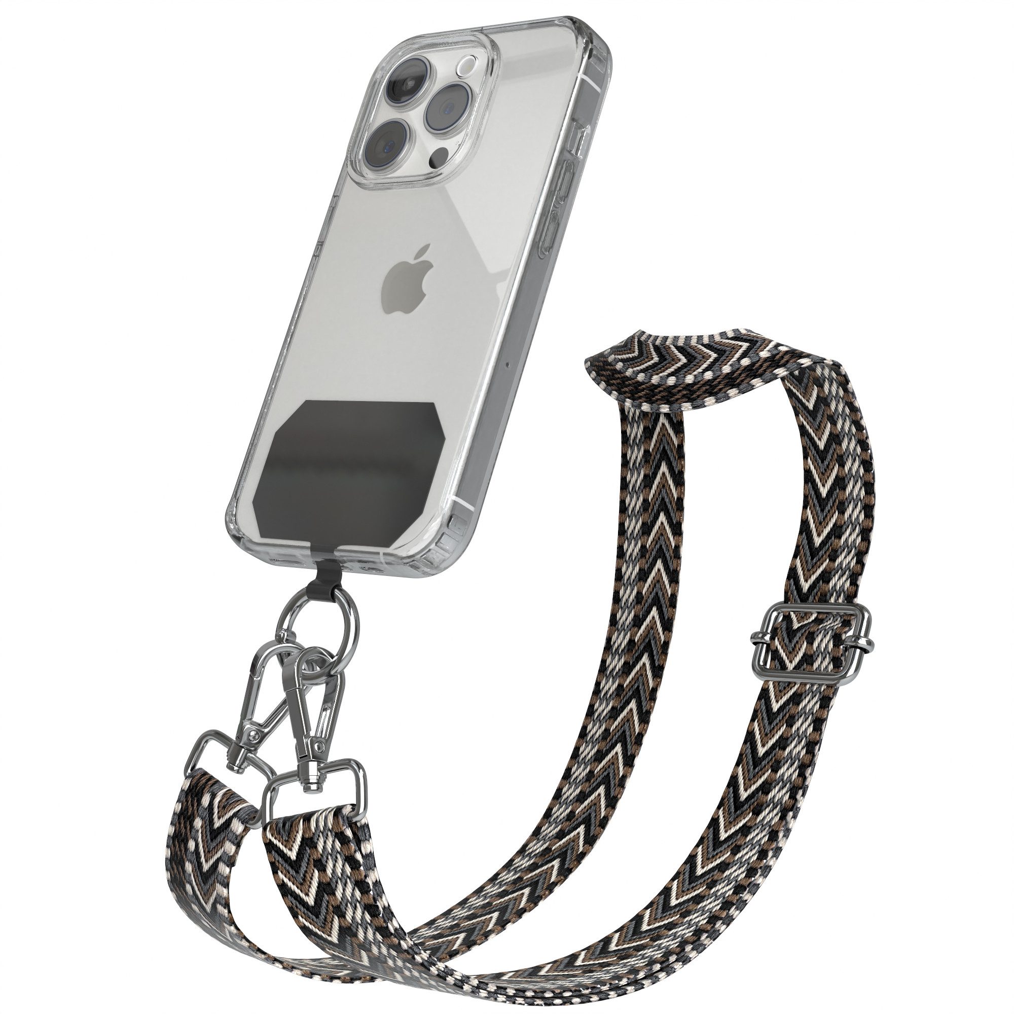 EAZY CASE Handykette Universal für alle Smartphones Boho/Wave/Leo Style, Kordel für Handyhülle Festival Cross Bag Zebra Band Cover Beige
