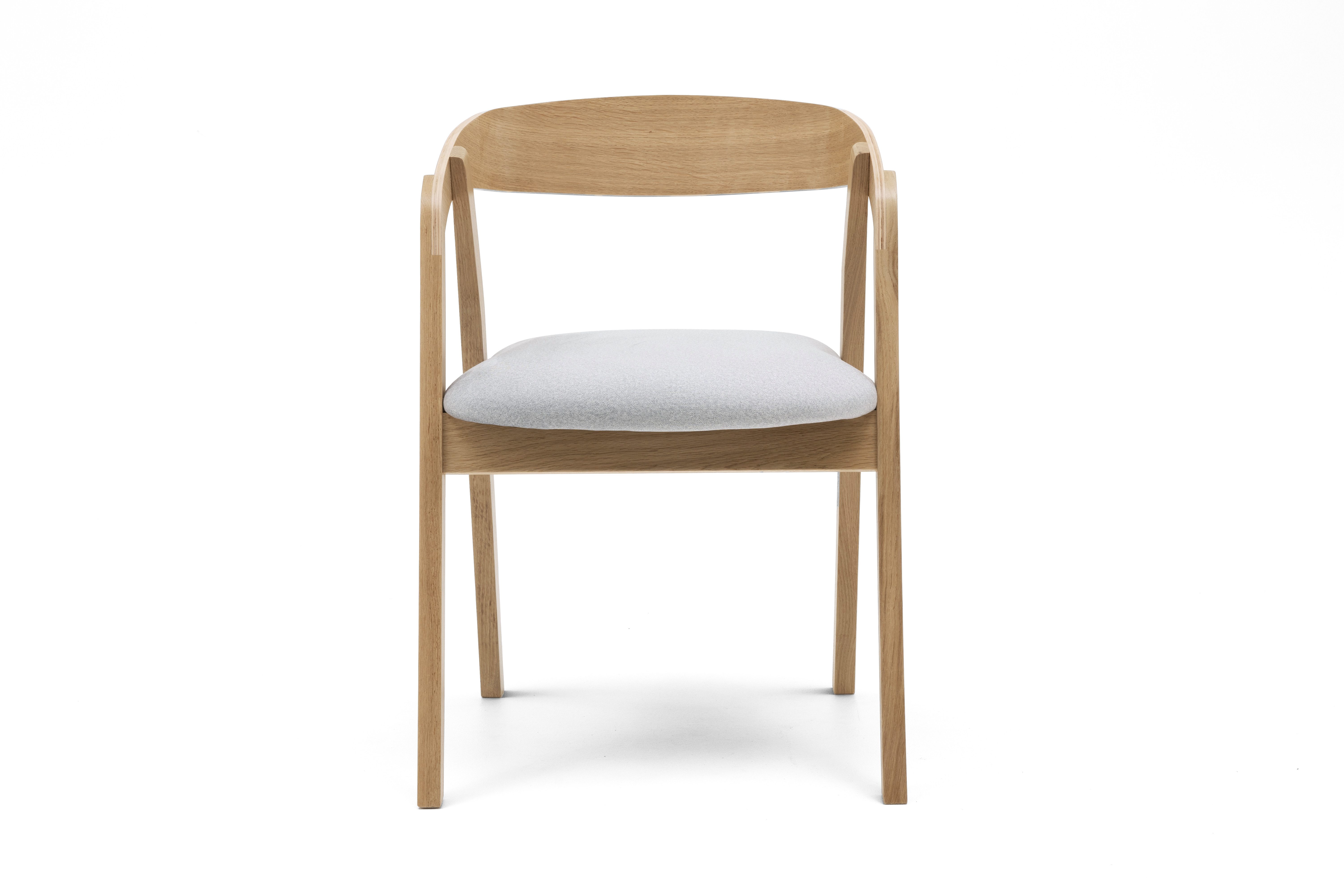 Muffo Stuhl ZEN (4 St), Natürliches Eichenholz, weicher Abriamo-Boucle-Stoff